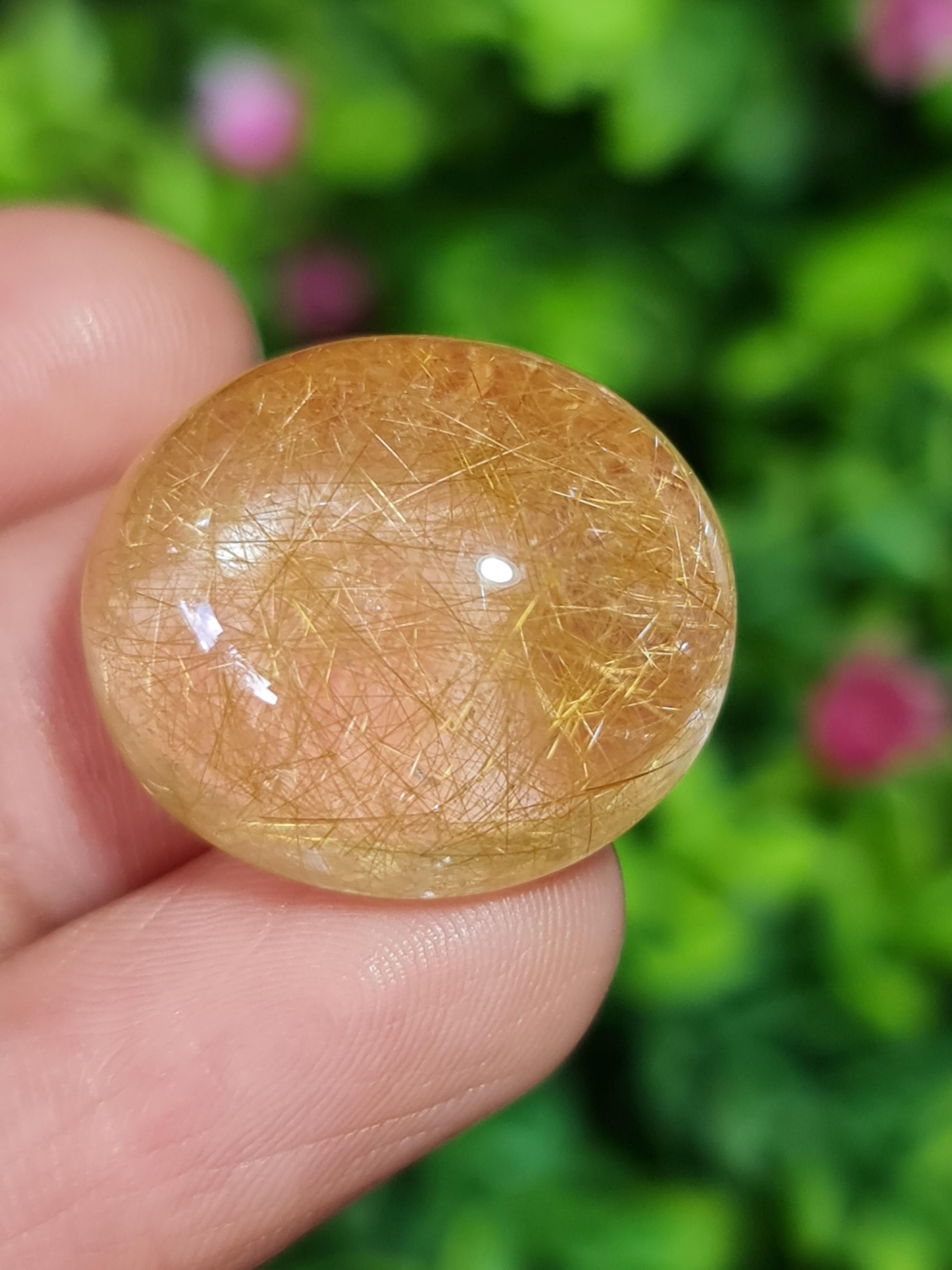 ไหมทอง ควอตซ์ Golden Rutilated Quartz 43.03 กะรัต Cts.พลอยแท้ อัญมณีมงคลประจําวันเกิด เครื่องประดับพลอย
