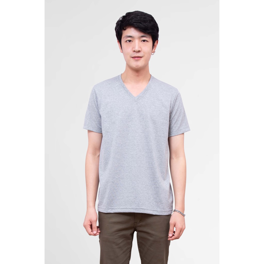 Noproblem Noproblem ยอดขาย No.1 รับประกัน ไม่ย้วย ไม่ยืด ผ้านุ่ม เสื้อยืด สีพื้น เสื้อยืดคอวี สีท็อปดราย