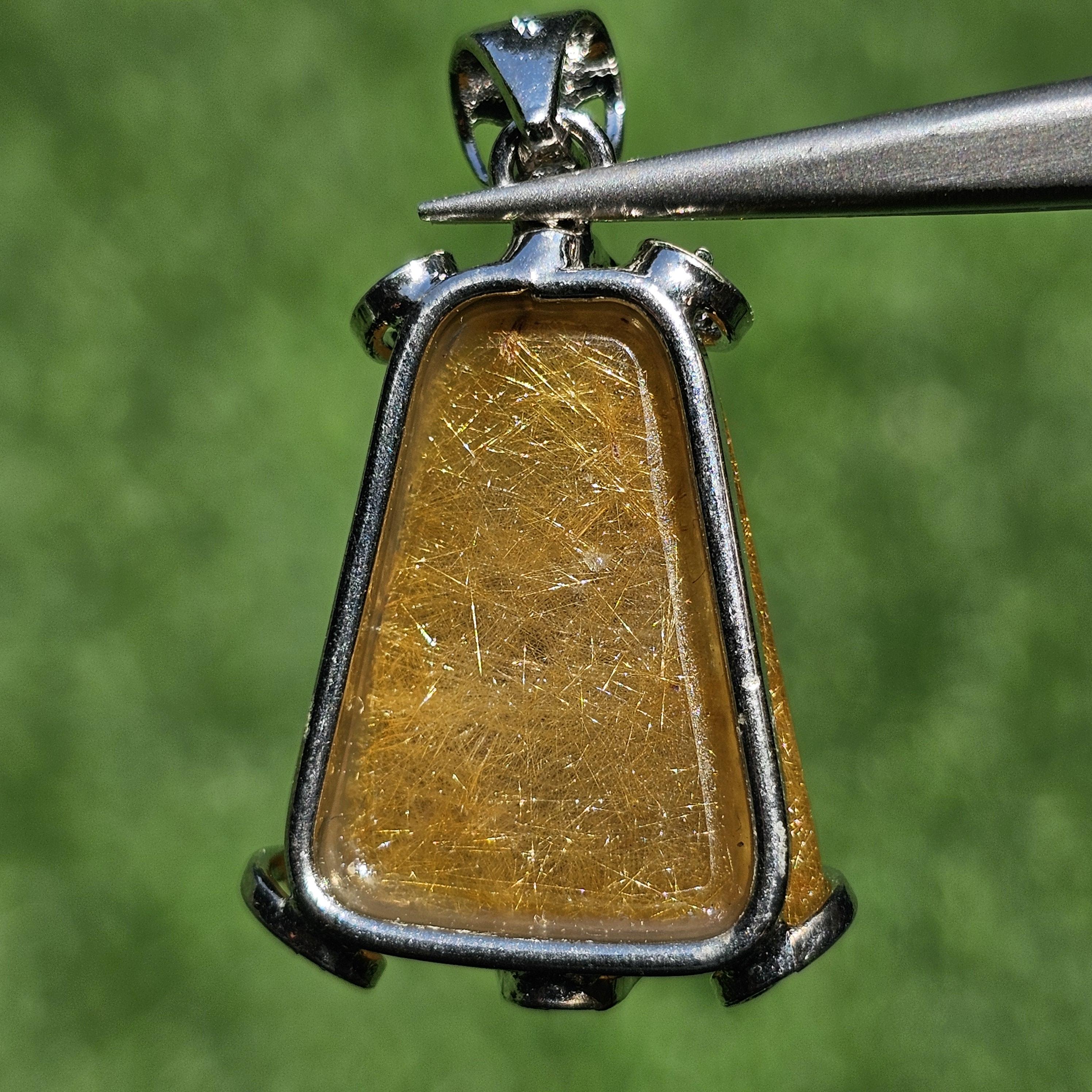 จี้ไหมทอง (Golden Rutilated Quartz) 8.11 กรัม g. พลอยแท้ อัญมณีมงคลประจําวันเกิด เครื่องประดับพลอย