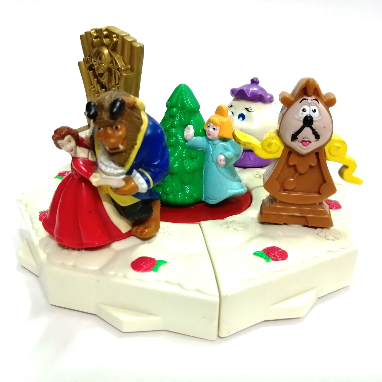 ของเล่น แมคโดนัลด์ ชุดโฉมงามกับเจ้าชายอสูร (บิวตี้แอนเดอะบีสต์) Beauty and the Beast งานเก่าหายากมากแบบครบชุด เก่าเก็บ **กล่องดนตรีตรงกลางแบตเตอรี่เสื่อม ใช้งานไม่ได้