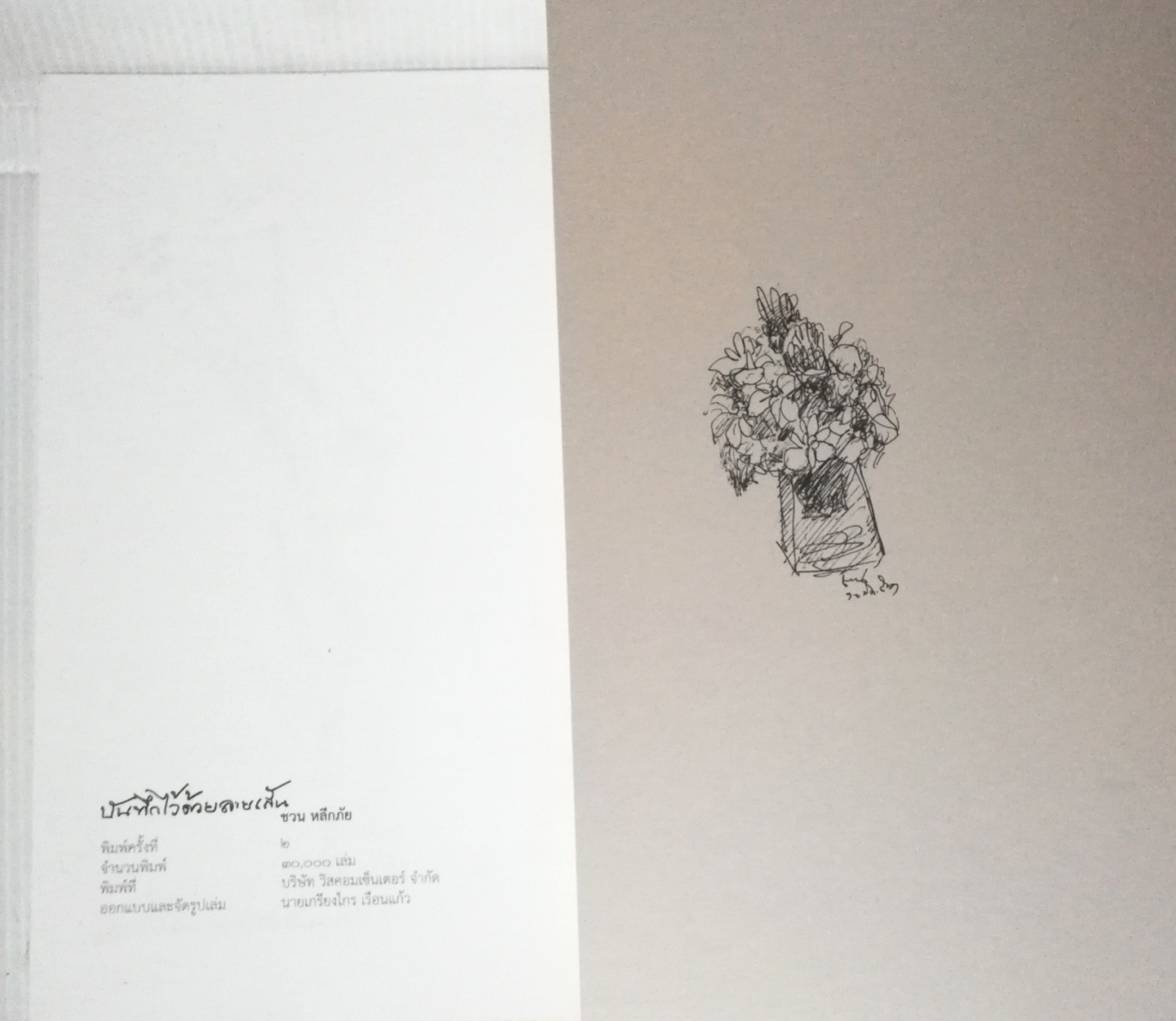 หนังสือลายเส้น "บันทึกไว้ด้วยลายเส้น" โดย คุณชวน หลีกภัย ได้บันทึกไว้ในหลายโอกาส พิมพ์ครั้งที่2