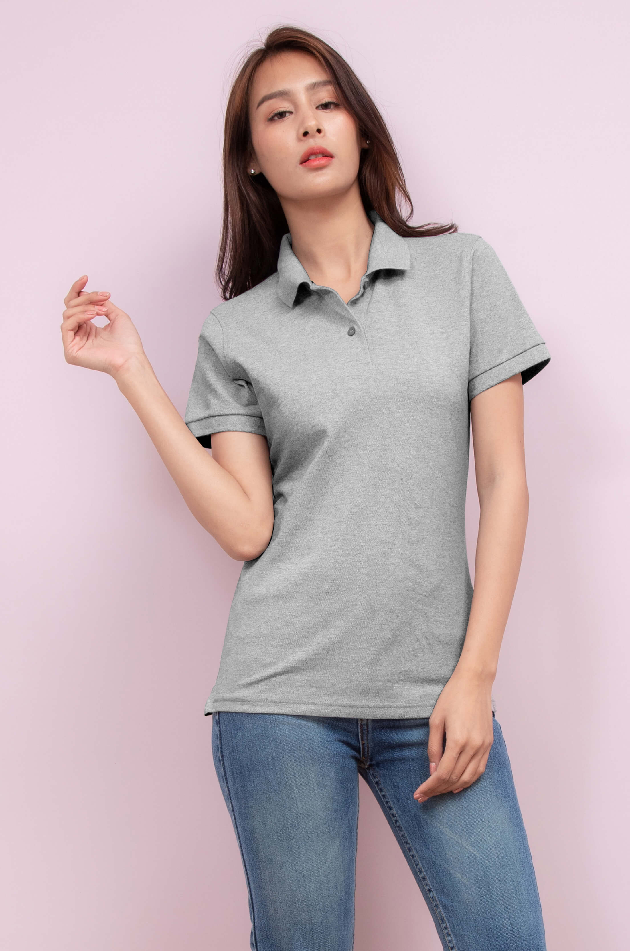 No Problem Noproblem ยอดขาย No.1 รับประกัน ไม่ย้วย ไม่ยืด ผ้านุ่ม เสื้อโปโล หญิง สีท็อปดราย