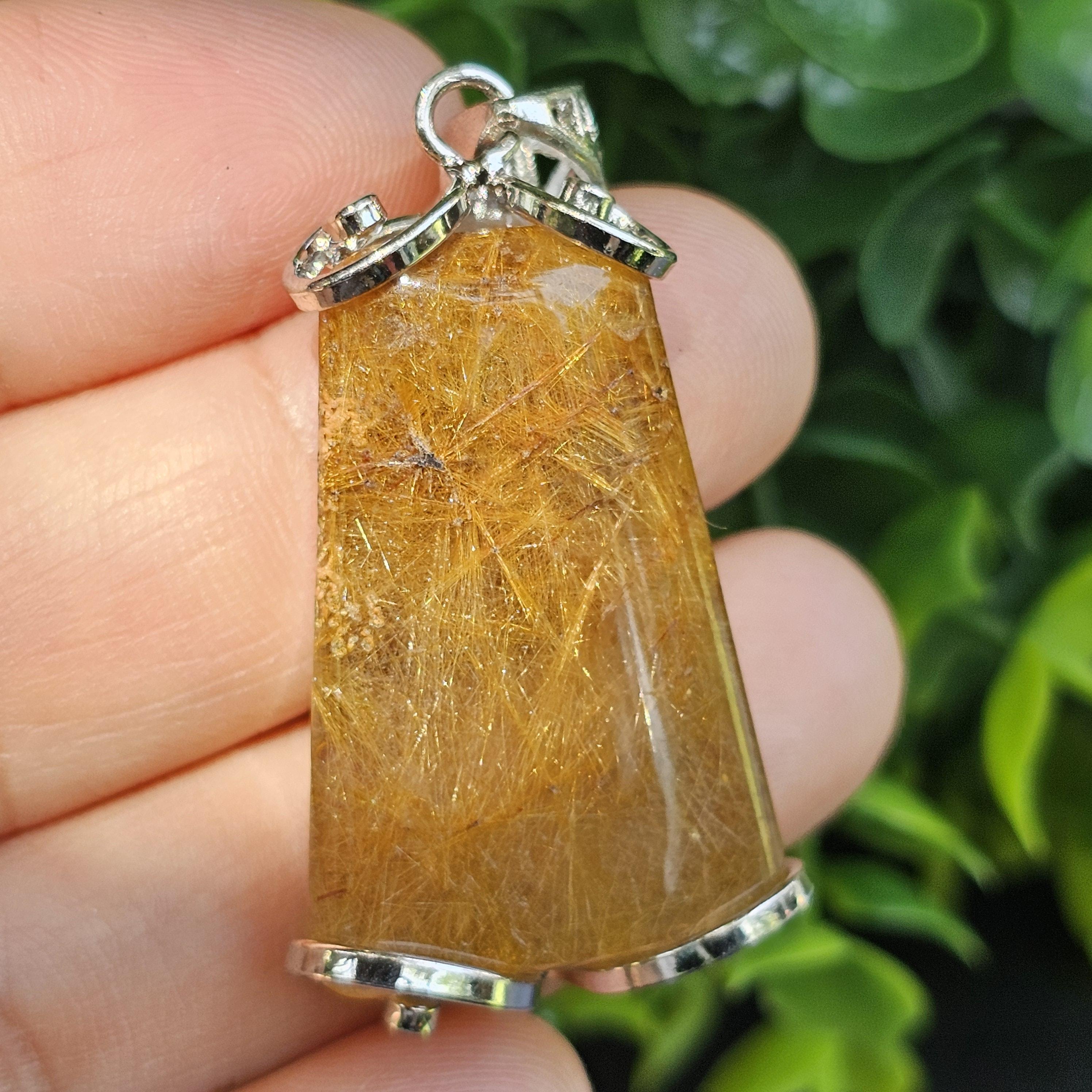 จี้ไหมทอง (Golden Rutilated Quartz) 10.47 กรัม g. พลอยแท้ อัญมณีมงคลประจําวันเกิด เครื่องประดับพลอย