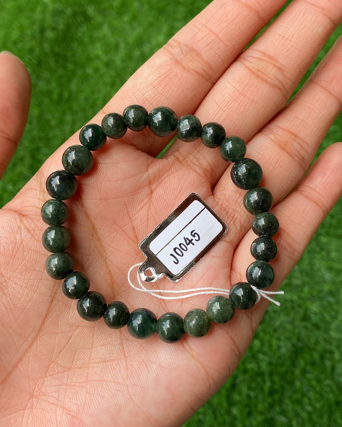 J0045 หยก พม่า แท้ Jade กำไล ประคำหยก (Jadeite Beads Bracelet) พม่า (Myanmar)