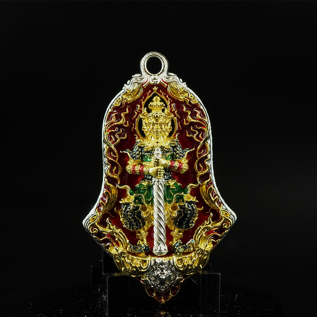 เหรียญจำปีพุทธศิลป์ท้าวเวสสุวรรณโณ รุ่นทวิเทวา รายการที่5 เนื้อบรอนซ์ ชุบ2K ลงยาทรงเครื่อง