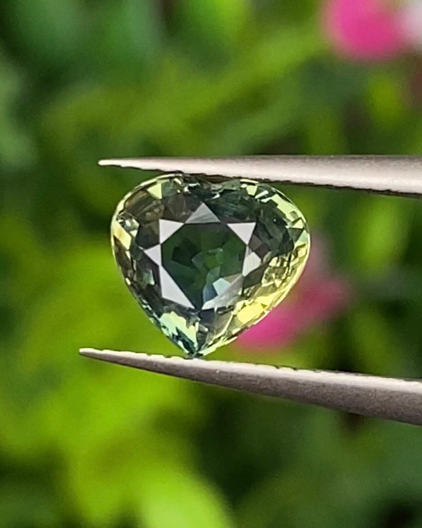 พลอย แซฟไฟร์ 2 สี Bi-Color Sapphire 1.23 กะรัต (Cts.) พลอยแท้ อัญมณีมงคลประจําวันเกิด เครื่องประดับพลอย