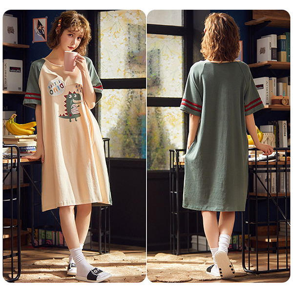 🔥พร้อมส่ง🔥ชุดนอนกระโปรง ชุดนอนน่ารัก เดรสคอตตอนนุ่มนิ่มมีน้ำหนัก ใส่ได้บ่อยค่ะ (CT105-1)