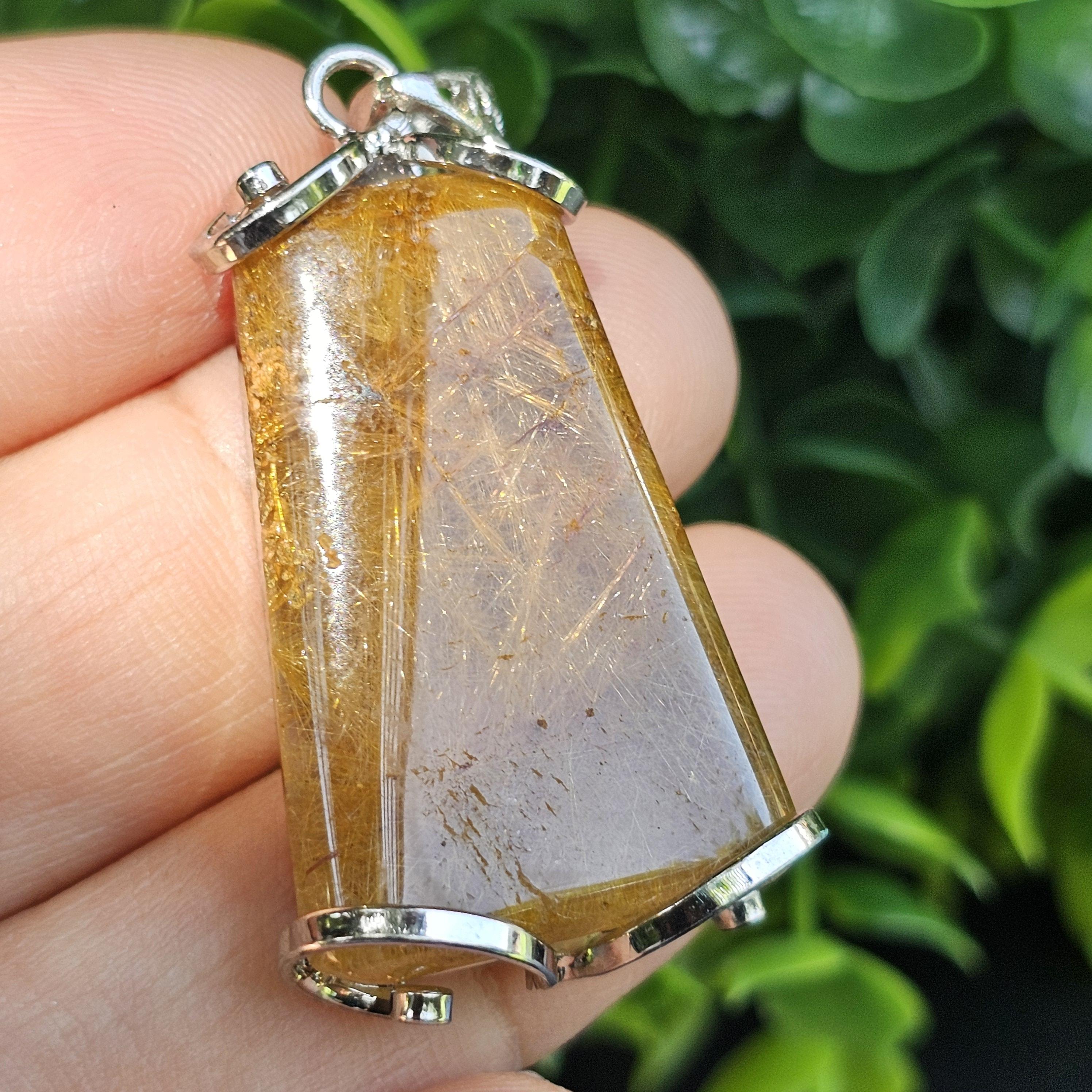 จี้ไหมทอง (Golden Rutilated Quartz) 10.47 กรัม g. พลอยแท้ อัญมณีมงคลประจําวันเกิด เครื่องประดับพลอย