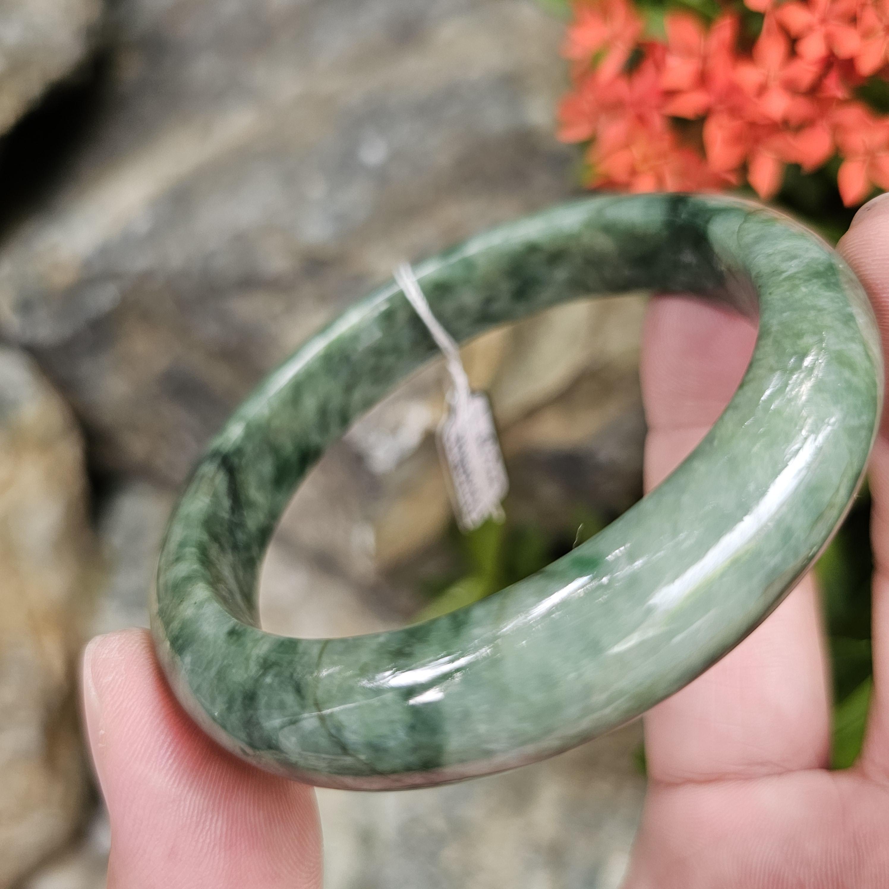 JB6804010 หยก พม่า แท้ Jade กำไลหยก 62.3 มม. (Jadeite bracelet) พม่า (Myanmar)