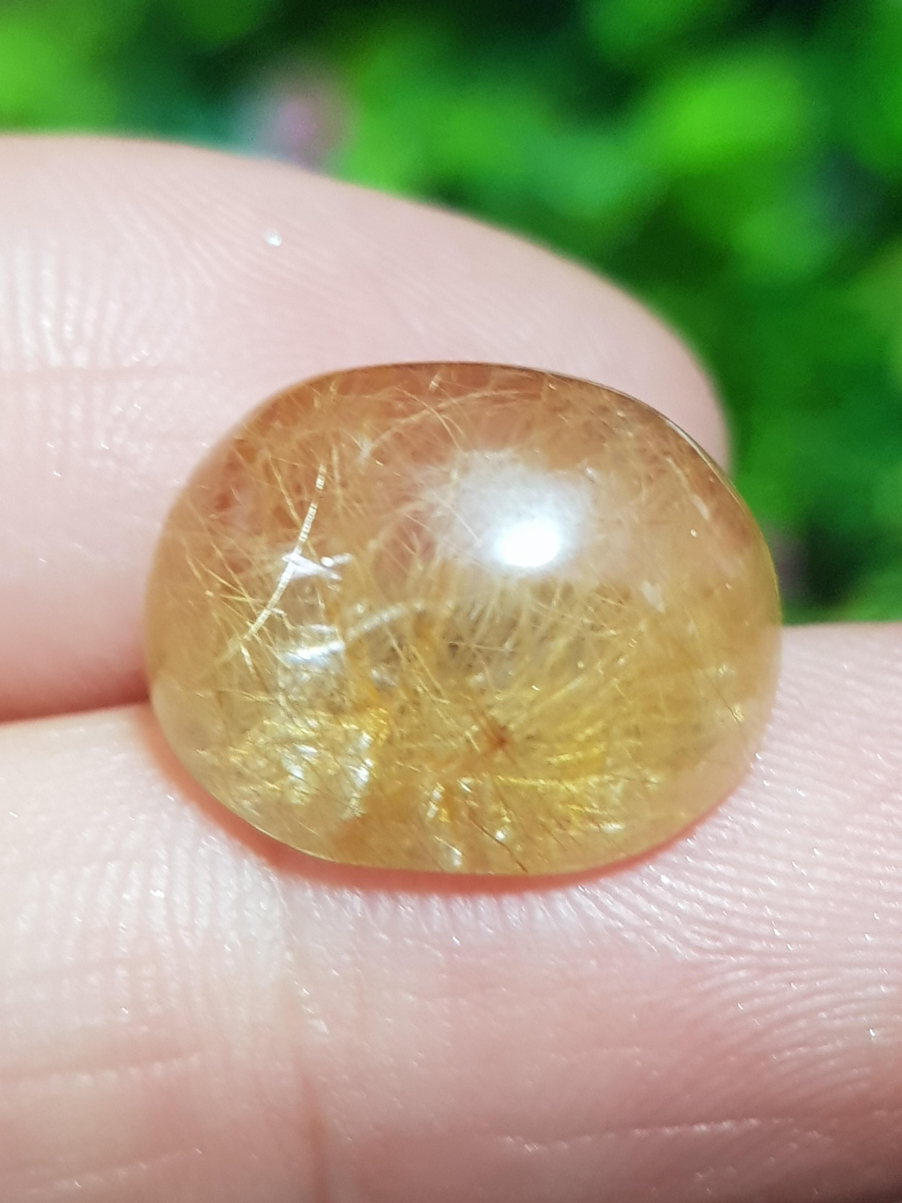 ไหมทอง ควอตซ์ Golden Rutilated Quartz 13.58 กะรัต Cts.พลอยแท้ อัญมณีมงคลประจําวันเกิด เครื่องประดับพลอย