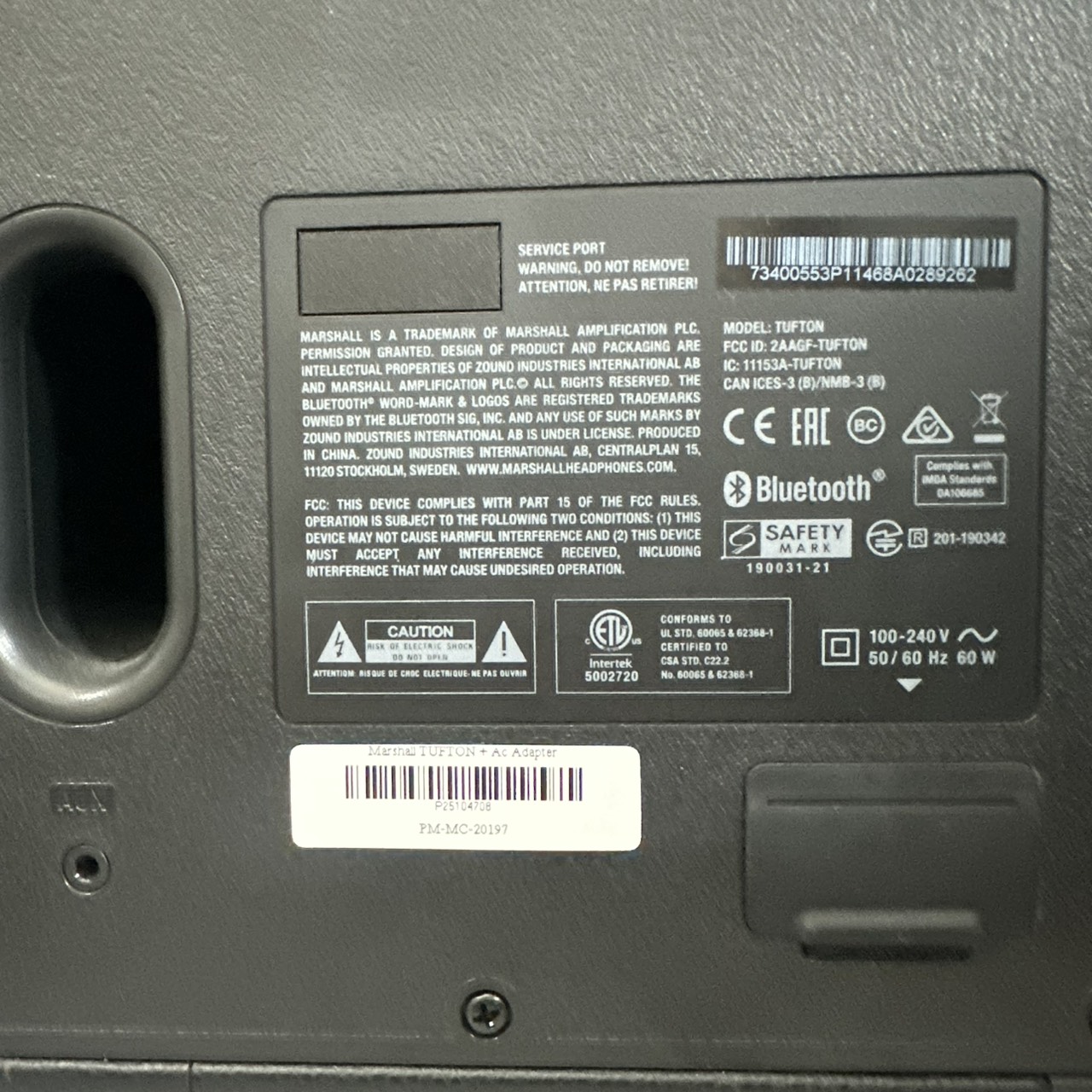 Marshall Bluetooth Speaker Tufton Black and Brass