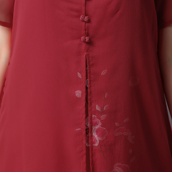 เดรสยาวผ้าฝ้ายญี่ปุ่นปักลายดอก ชายพริ้วสวย (11811M)