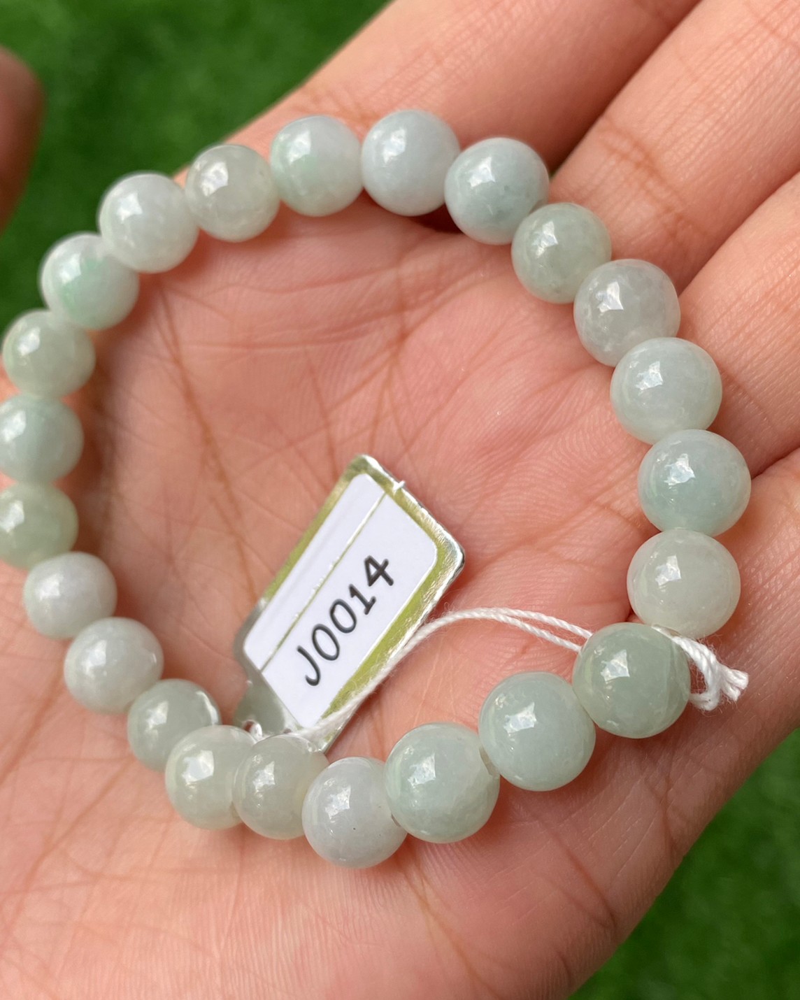 J0014 หยก พม่า แท้ Jade กำไล ประคำหยก (Jadeite Beads Bracelet) พม่า (Myanmar)