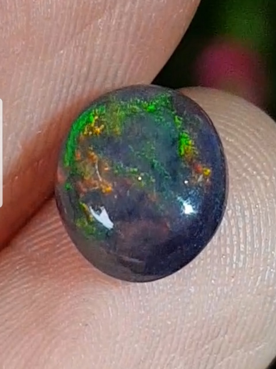 พลอย แบล็ก โอปอล Black Opal 1.24 กะรัต (Cts.) พลอยแท้ อัญมณีมงคลประจําวันเกิด เครื่องประดับพลอย