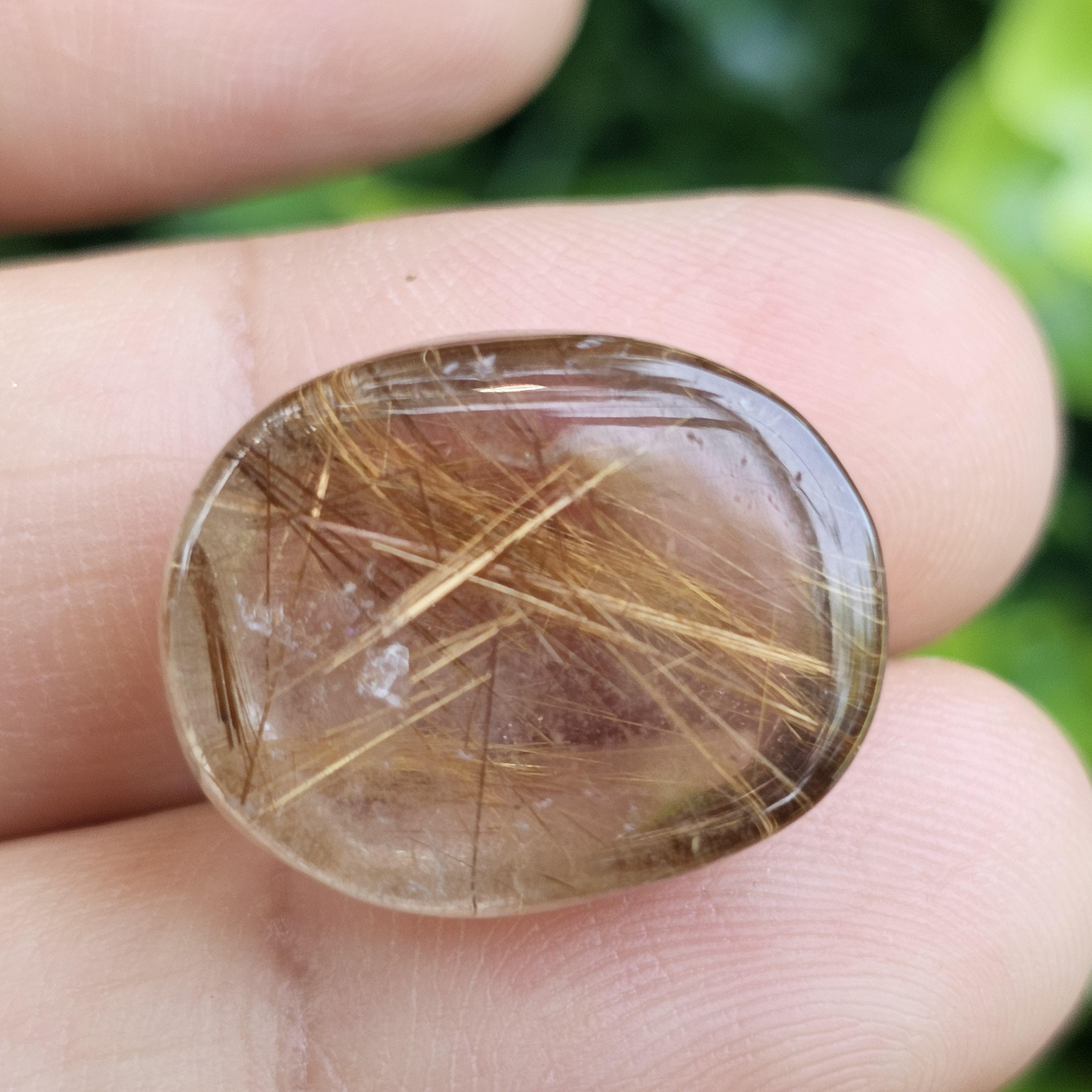 ไหมทอง ควอตซ์ Golden Rutilated Quartz 24.28 กะรัต Cts.พลอยแท้ อัญมณีมงคลประจําวันเกิด เครื่องประดับพลอย