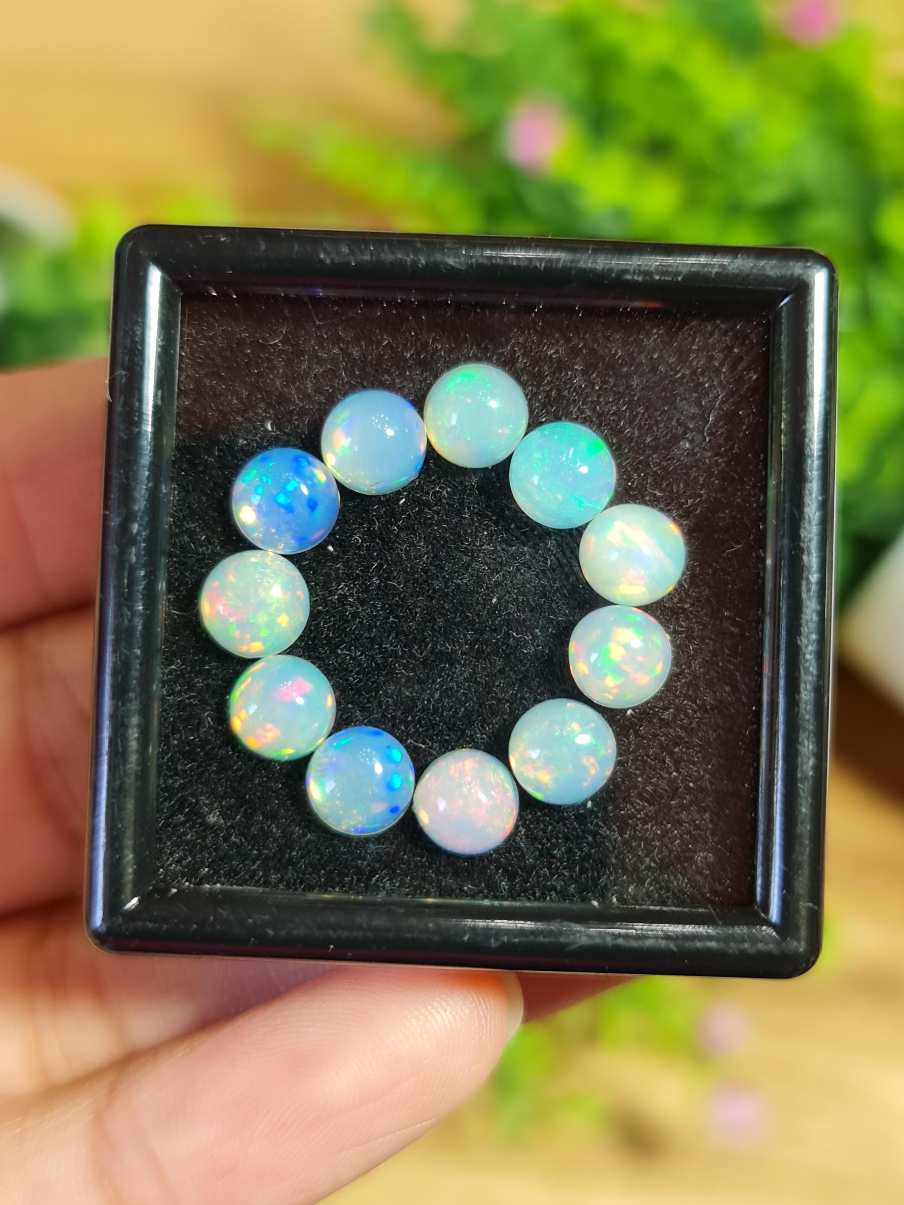 พลอย โอปอล Opal 11 เม็ด (Pcs.) 7.74 กะรัต (Cts.)พลอยแท้ อัญมณีมงคลประจําวันเกิด เครื่องประดับพลอย