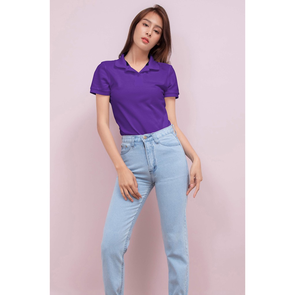 No Problem Noproblem ยอดขาย No.1 รับประกัน ไม่ย้วย ไม่ยืด ผ้านุ่ม เสื้อโปโล หญิง สีม่วงอาเมทิส