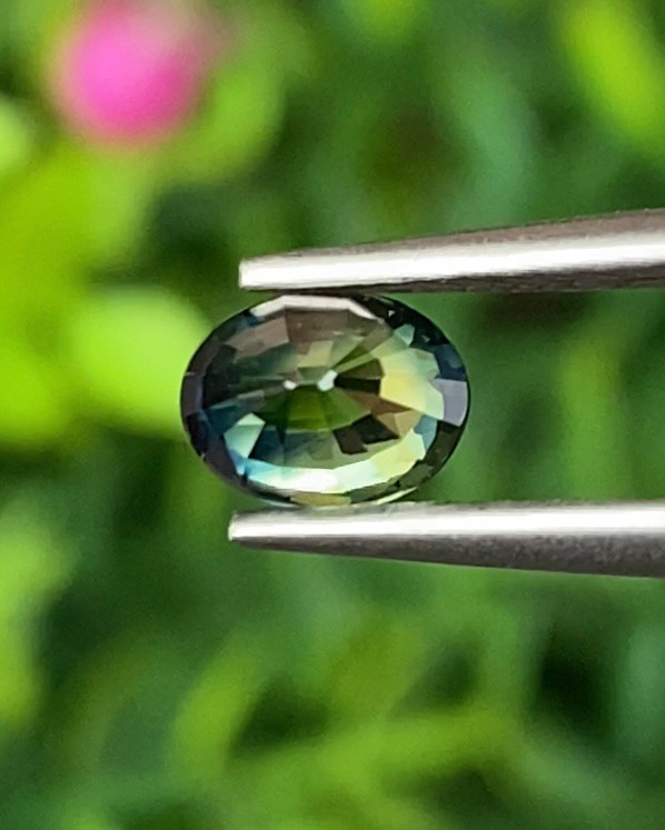 พลอย แซฟไฟร์ 3 สี Tri Color Sapphire 0.85 กะรัต Cts. พลอยแท้ อัญมณีมงคลประจําวันเกิด เครื่องประดับพลอย