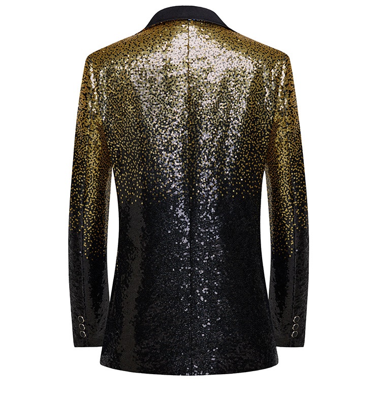 เช่า เสื้อสูทชาย สูทแฟชั่น สูทกลิตเตอร์ ไล่สี สีทองดำ