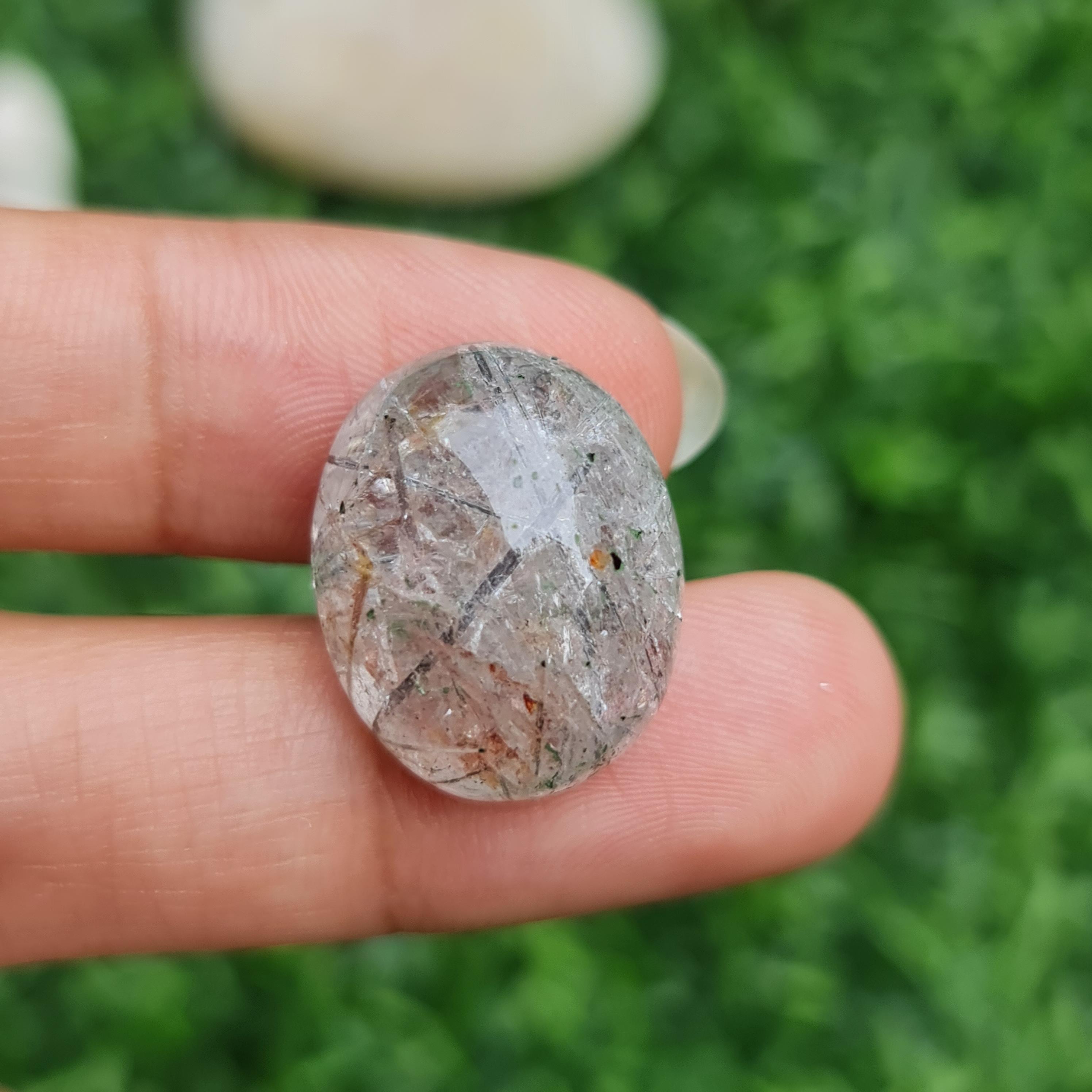 โป่งข่าม ควอตซ์ Rutilated Quartz 25.40 กะรัต Cts. พลอยแท้ อัญมณีมงคลประจําวันเกิด เครื่องประดับพลอย