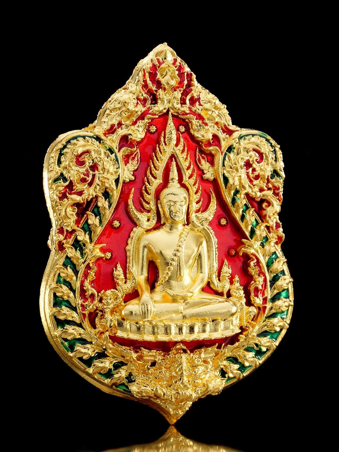 เหรียญเสมาพระพุทธชินราช รุ่น จตุมหามงคล666ปี รายการพิเศษศูนย์จอง เนื้อบรอนซ์ชุบทองลงยา (ด้านหน้า/พระพุทธชินราช ด้านหลัง/พญานาค)