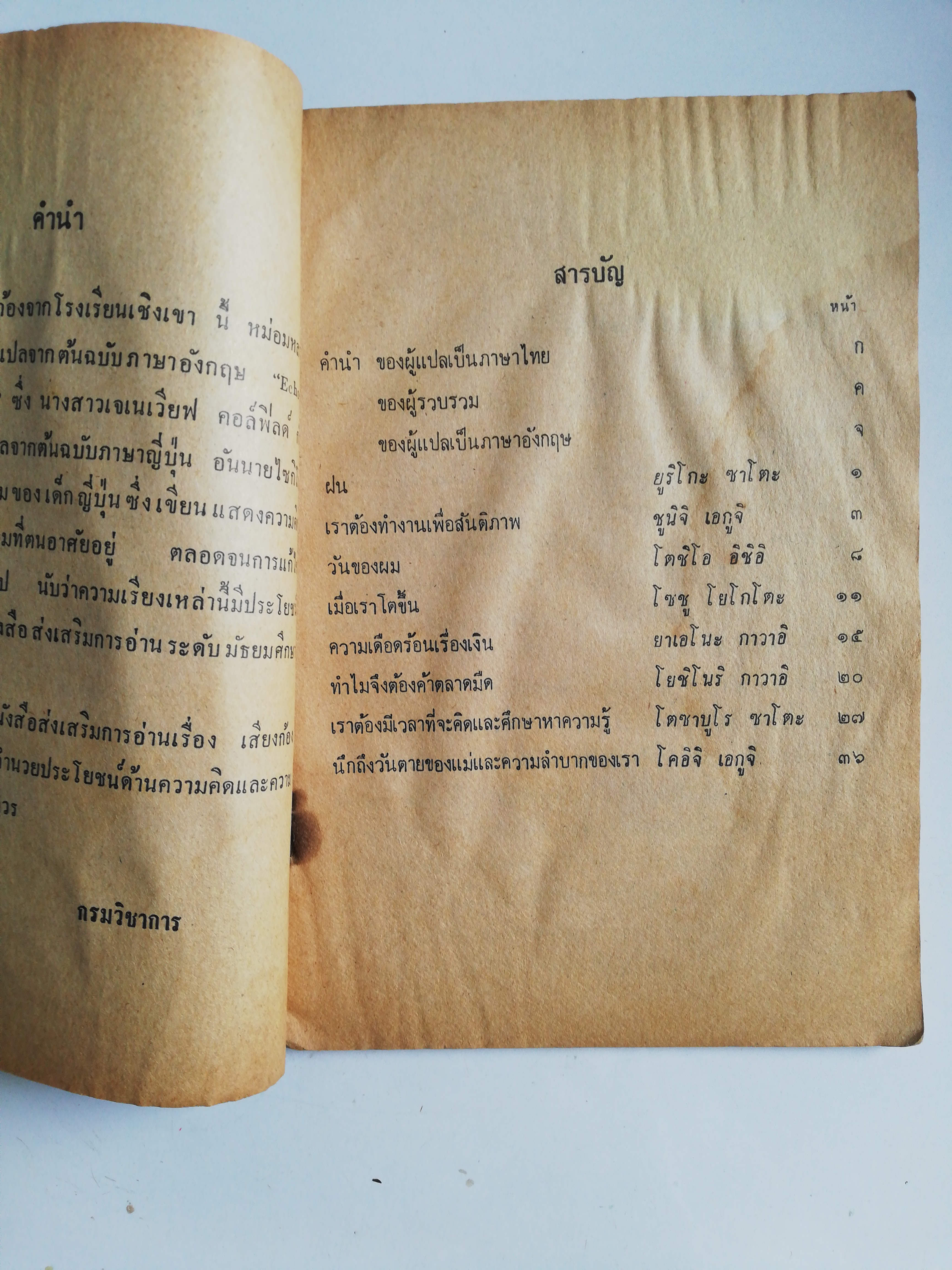หนังสือเรียนเก่าพิมพ์ครั้งที่ 5 พ.ศ 2521 มีตำหนิ โปรดตรวจสอบทุกภาพ, เสียงก้องจากโรงเรียนเชิงเขา แปลเป็นภาษาไทยจากฉบับภาษาอังกฤษ เรื่อง Echos from a mountain school โดย หม่อมหลวง รสคนธ์ อิสรเสนา