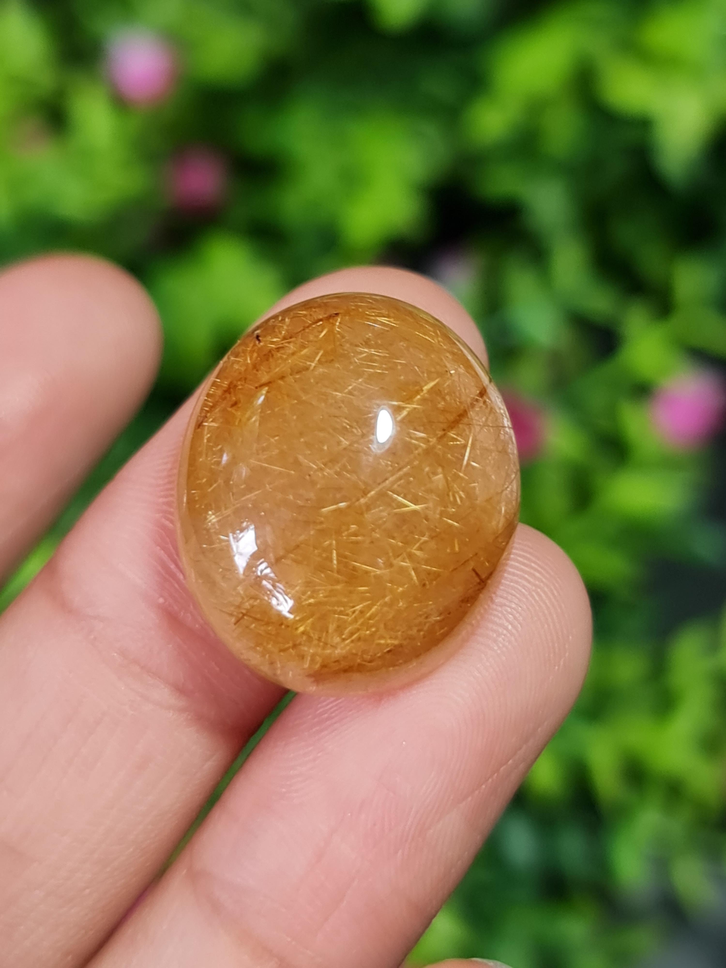ไหมทอง ควอตซ์ Golden Rutilated Quartz 37.41 กะรัต Cts.พลอยแท้ อัญมณีมงคลประจําวันเกิด เครื่องประดับพลอย