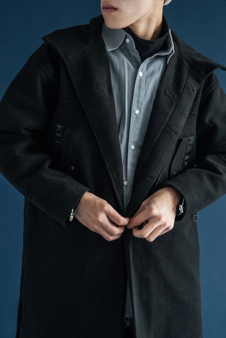 เสื้อโค้ทผ้าวูลกันหนาวผู้ชาย มีฮู้ด ทรงโอเวอร์ไซส์ (10250MM)