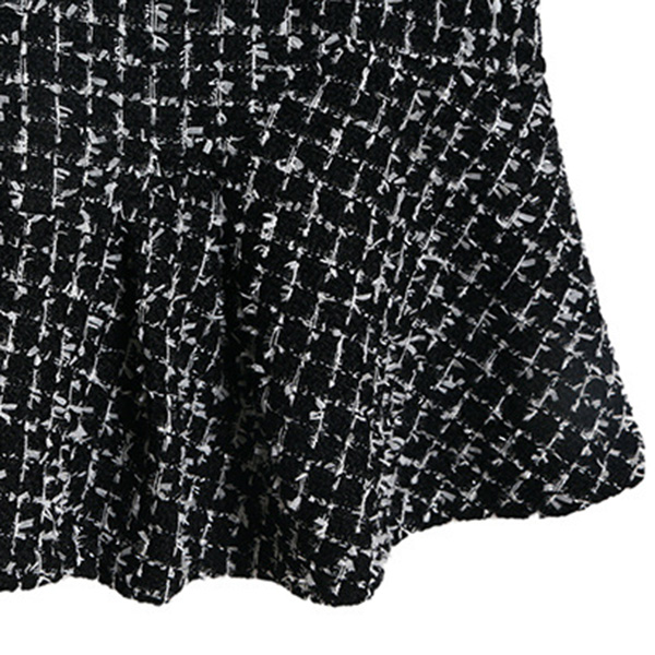 เดรสแฟชั่น ผ้าทอลายเนื้อหนา กระโปรงทรงหางปลา (11016W)