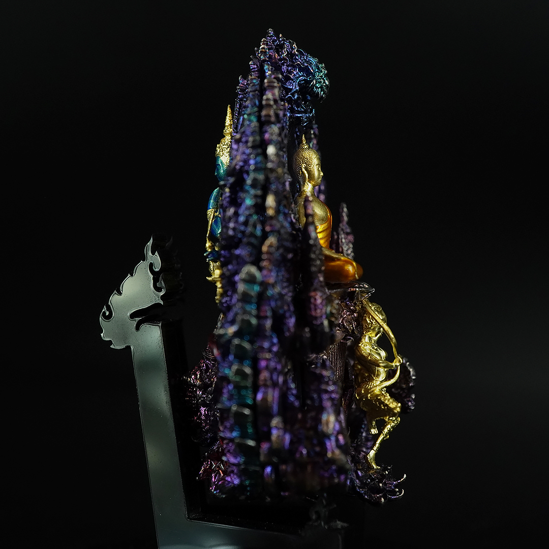 พระพุทธชัยมงคลพัฒน์บารมี เจริญลาภชนะมาร รายการศูนย์จอง เนื้อสัมฤทธิ์ชุบรุ้ง องค์พระชุบทองลงยา