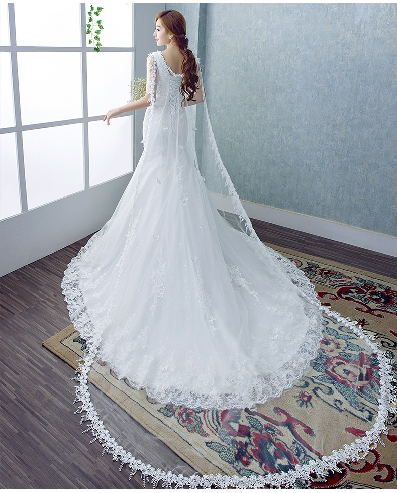 ชุดแต่งงาน แขนกุด ทรงหางปลา เชือกผูกหลัง