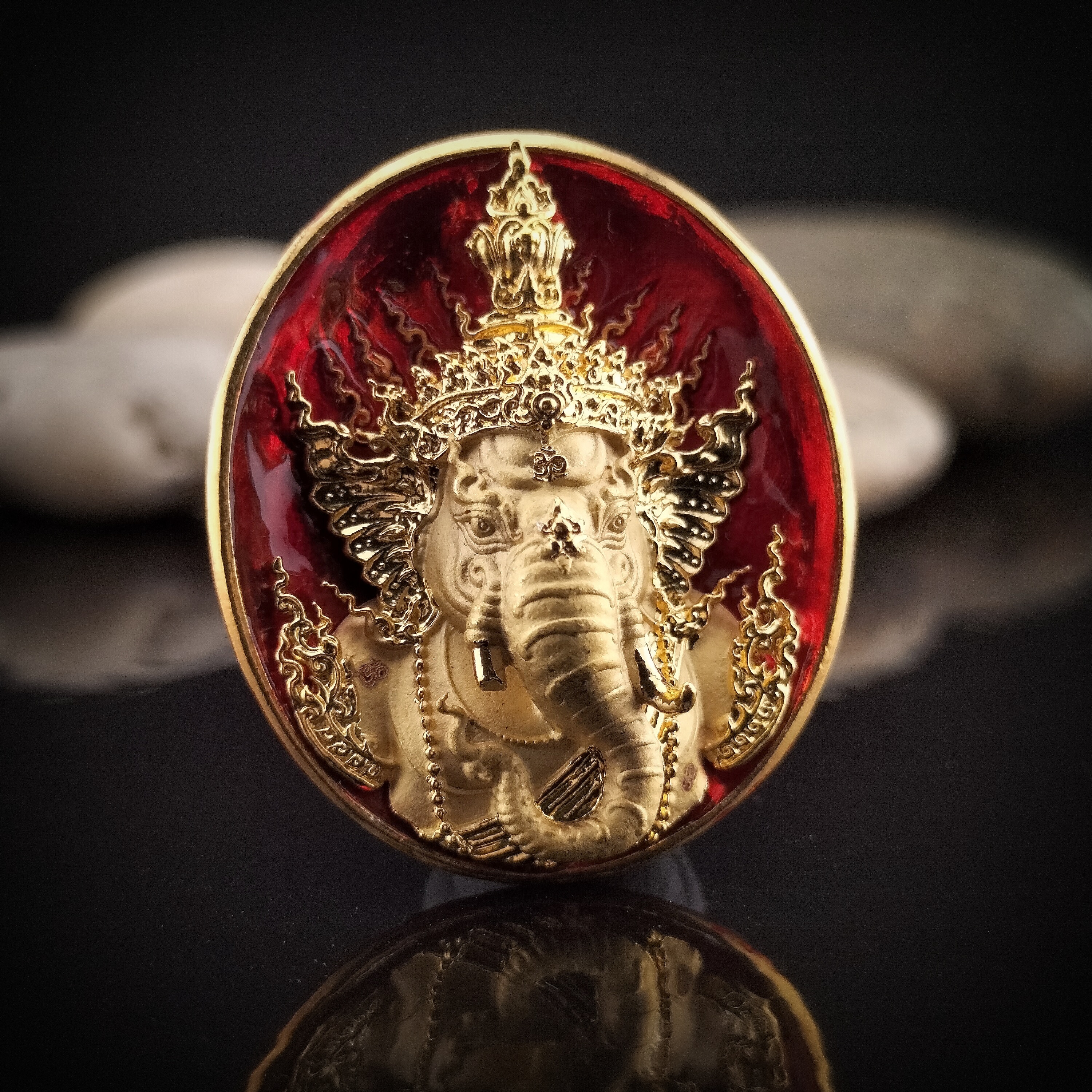 พระพิฆเณศ พรคเณศลิขิต รายการที่ 6 เนื้อสัมฤทธิ์ ชุบทองลงยา