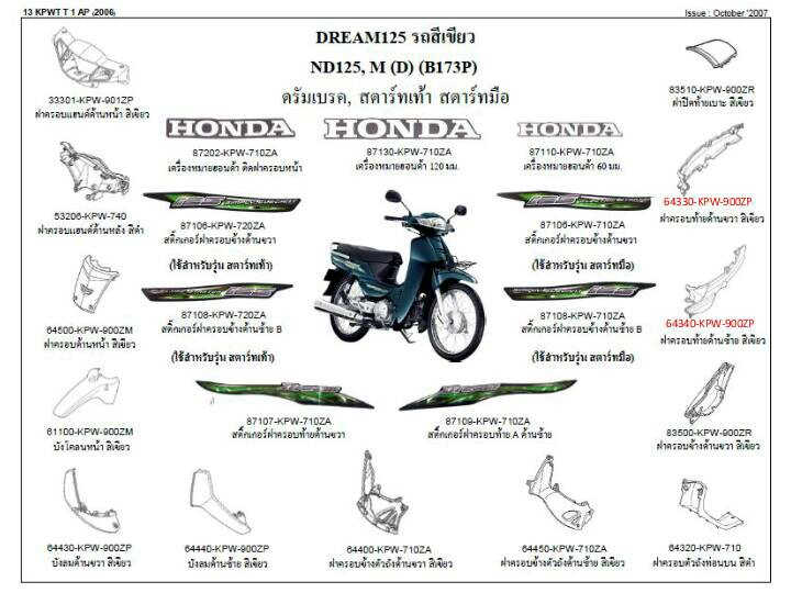 ชุดพลาสติกและเฟรมสี ดรีม125ปี2002-2006 ทุกสี