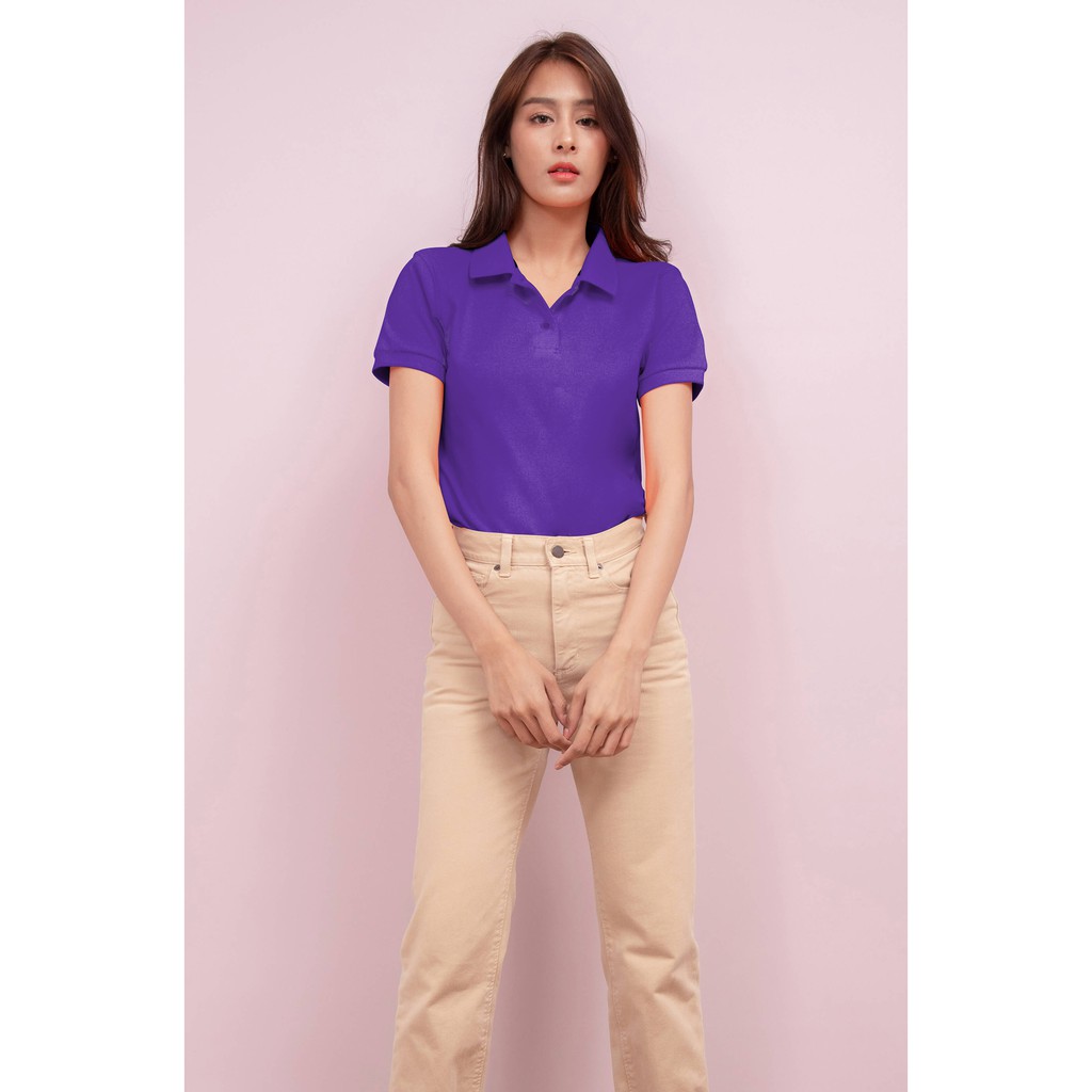 No Problem Noproblem ยอดขาย No.1 รับประกัน ไม่ย้วย ไม่ยืด ผ้านุ่ม เสื้อโปโล หญิง สีม่วงอาเมทิส