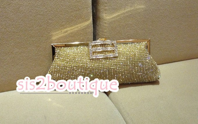 Pre-order กระเป๋าออกงาน Evening Clutch ทรงเก๋ สวยหรู คริสตัลทั้งใบ พร้อมสายสะพายสั้น/ยาว