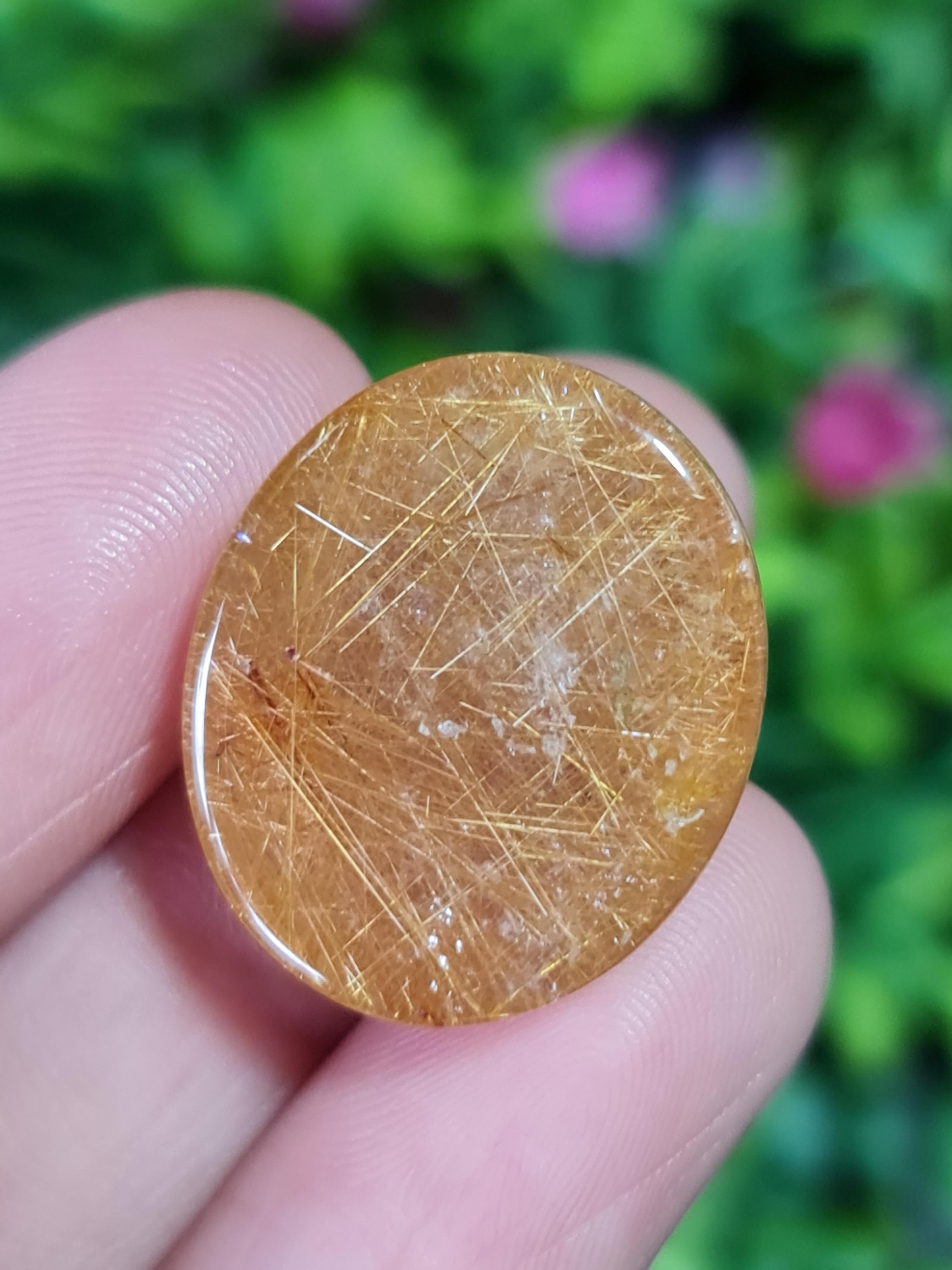ไหมทอง ควอตซ์ Golden Rutilated Quartz 37.41 กะรัต Cts.พลอยแท้ อัญมณีมงคลประจําวันเกิด เครื่องประดับพลอย