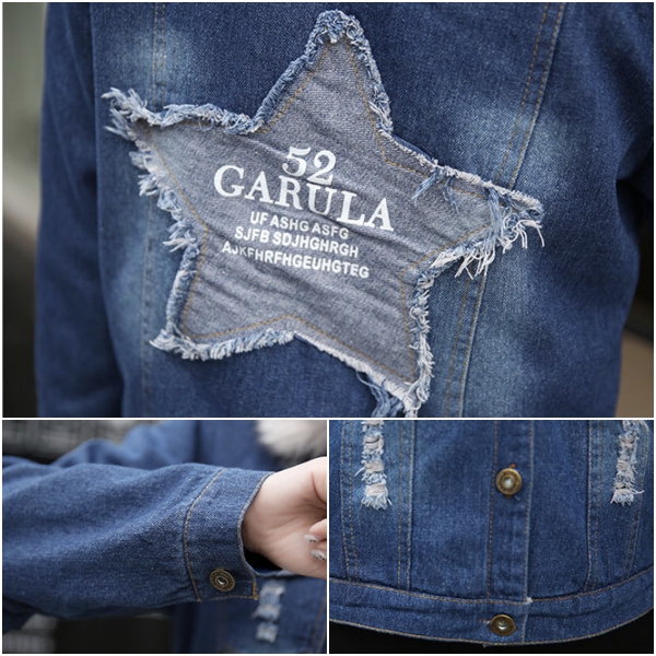 เสื้อแจ็คเก็ตกันหนาวบุผ้าขนแกะใส่ติดลบ คอปกแต่งเฟอร์ถอดได้ (12042X)