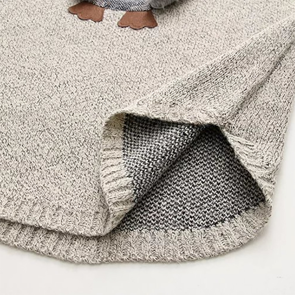 เสื้อไหมพรมกึ่งวูลผ้าหนานุ่ม แต่งลายนกฮูกแบบนูนน่ารัก (11705LM)