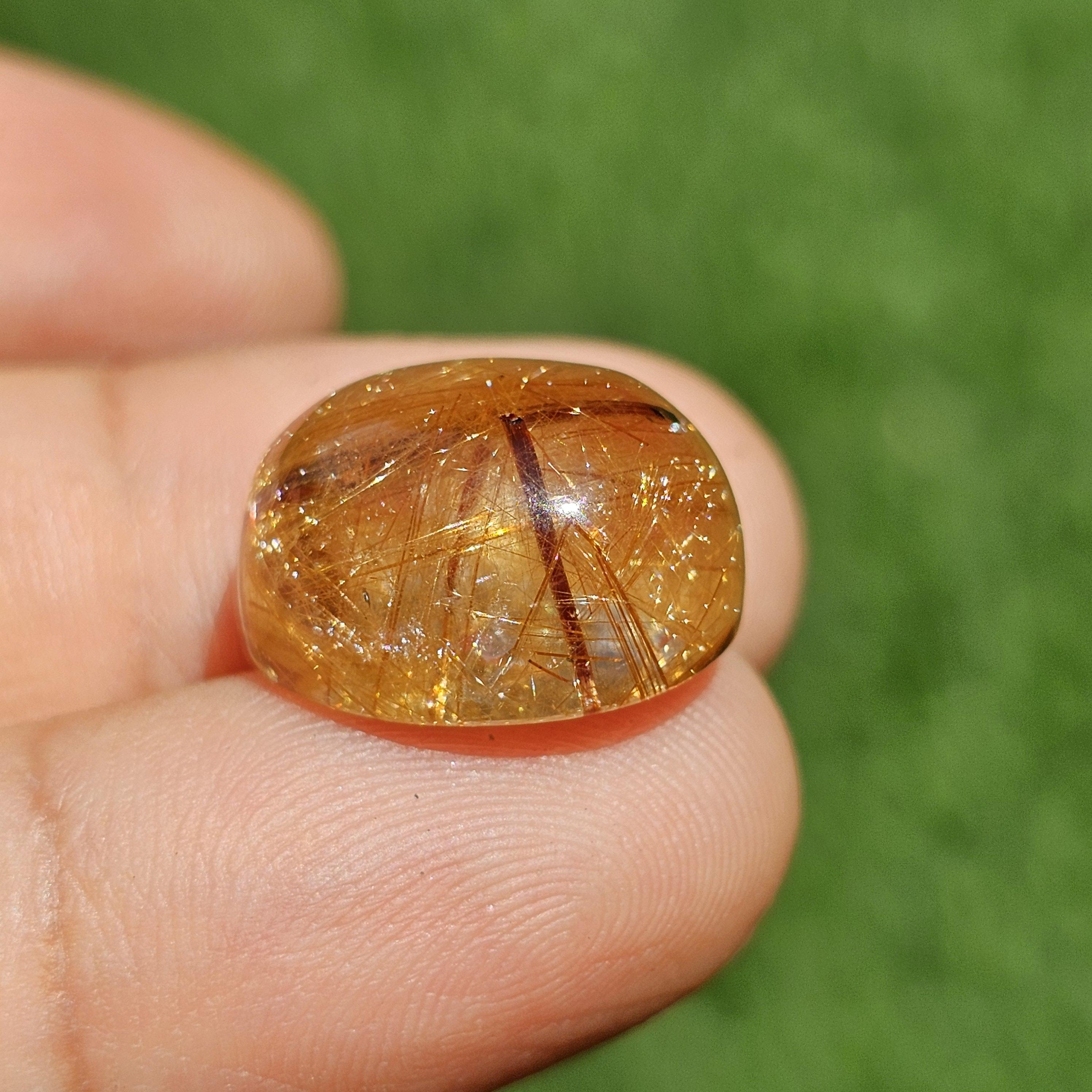 ไหมทอง ควอตซ์ Golden Rutilated Quartz 17.12 กะรัต Cts.พลอยแท้ อัญมณีมงคลประจําวันเกิด เครื่องประดับพลอย