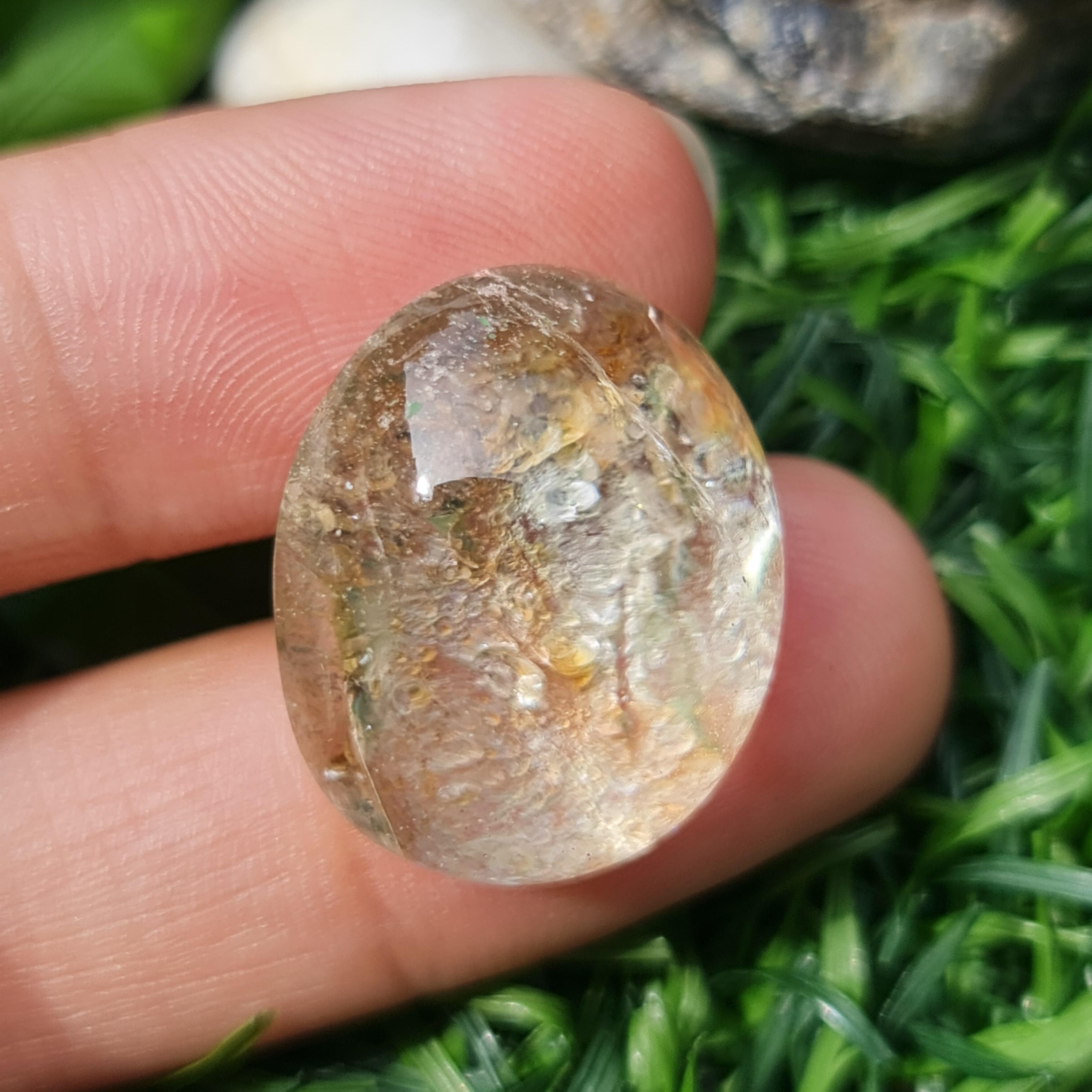 โป่งข่าม ควอตซ์ Rutilated Quartz 33.32 กะรัต Cts. พลอยแท้ อัญมณีมงคลประจําวันเกิด เครื่องประดับพลอย