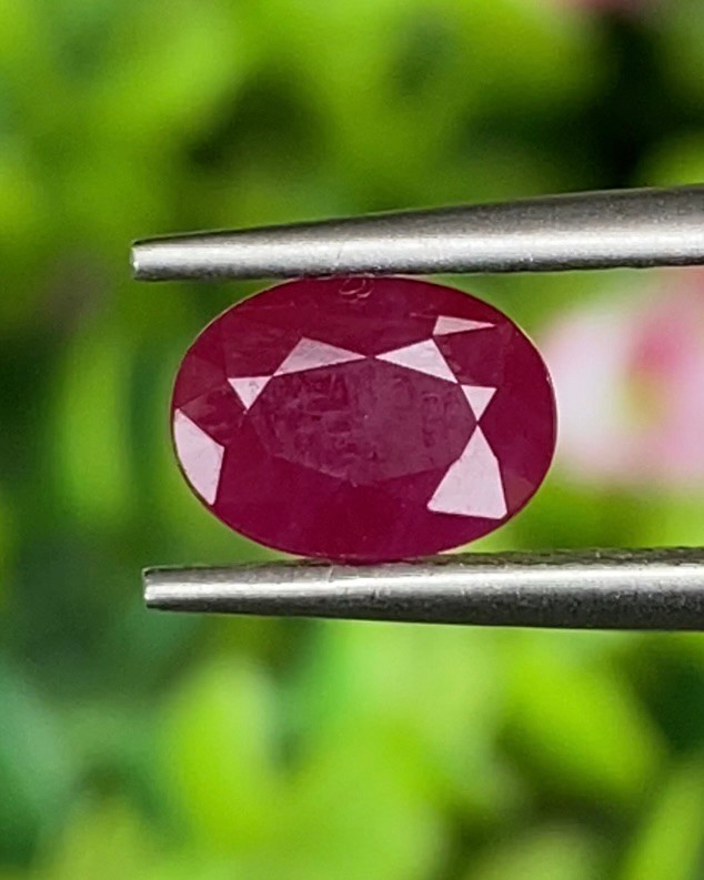 พลอย ทับทิม พม่า (Burmese Ruby Sapphire) 1.45 กะรัต พลอยแท้ อัญมณีมงคลประจําวันเกิด เครื่องประดับพลอย