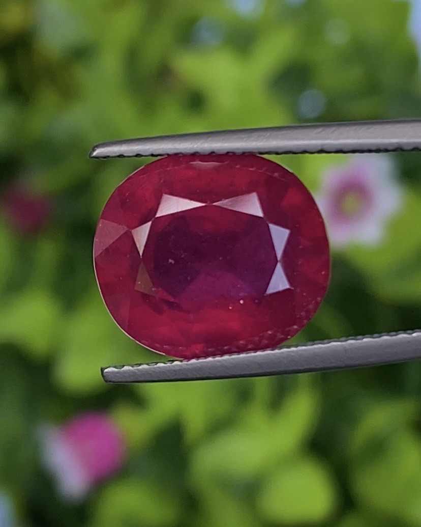 พลอย ทับทิม (Ruby Sapphire) 7.85 กะรัต (Cts.) พลอยแท้ อัญมณีมงคลประจําวันเกิด เครื่องประดับพลอย