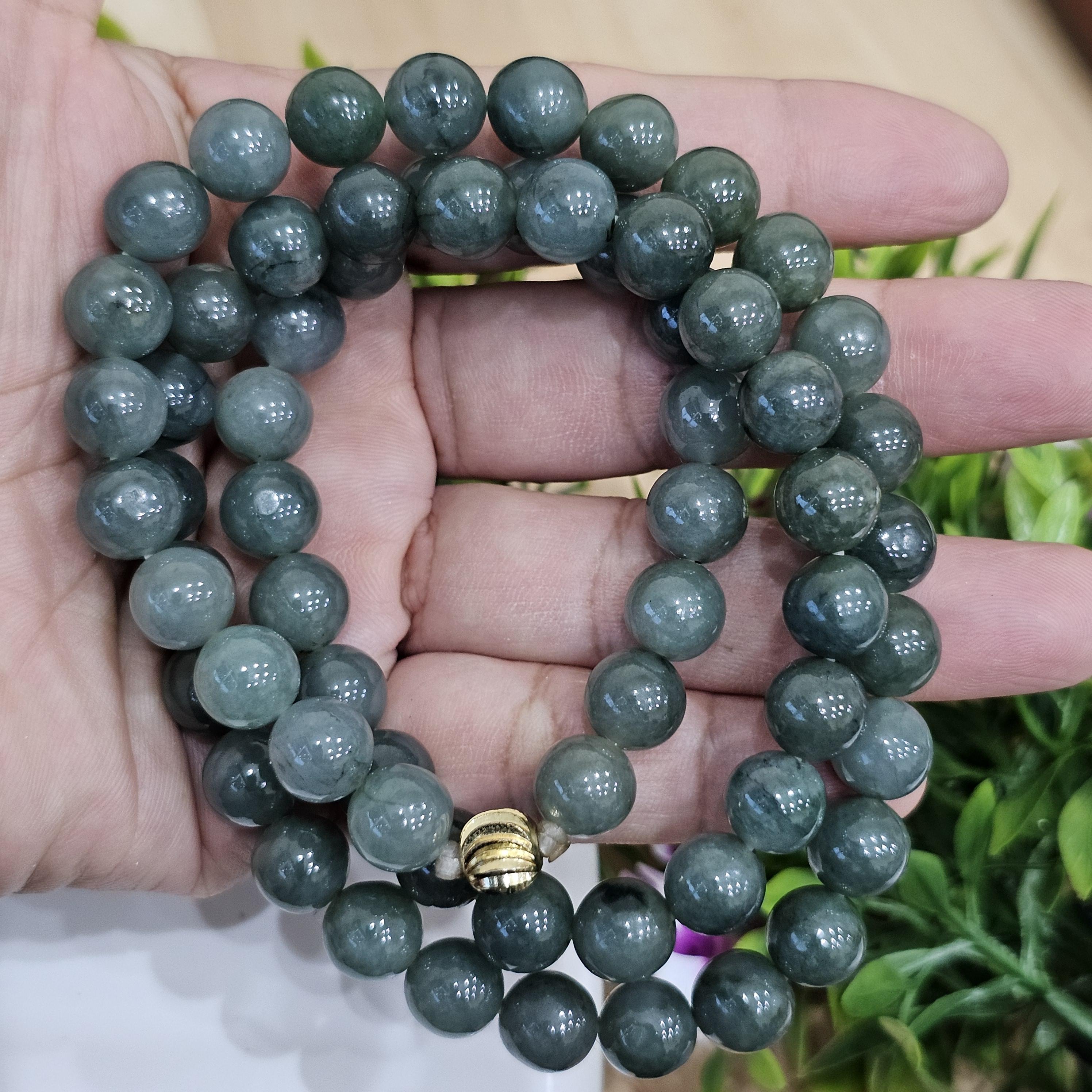 สร้อยคอหยก (Jadeite Necklace) 23 นิ้ว ดิบ ไม่ผ่านการปรับปรุง (Type A) พม่า (Myanmar) หยก พม่า แท้ Jade