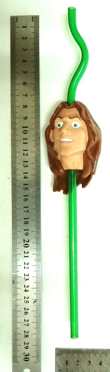 หัวทาร์ซานดีสนีย์พร้อมหลอด ของโรงหนัง เรื่องทาร์ซาน หนังดิสนีย์ปี 1999 Tarzan,movie Disneyสภาพดี ไม่มีแก้วน้ำ หลอดเป็นพลาสติกใสสีเขียว สภาพเก่าสะสม สูงราว28 ซม..