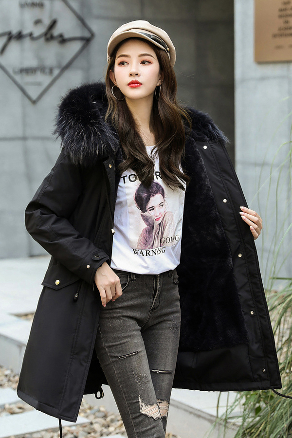 Overcoat เสื้อโค้ทกันหนาวซับเฟอร์ขนนุ่มใส่ติดลบลุยหิมะ มีฮู้ดเฟอร์ถอดได้ (12391X)