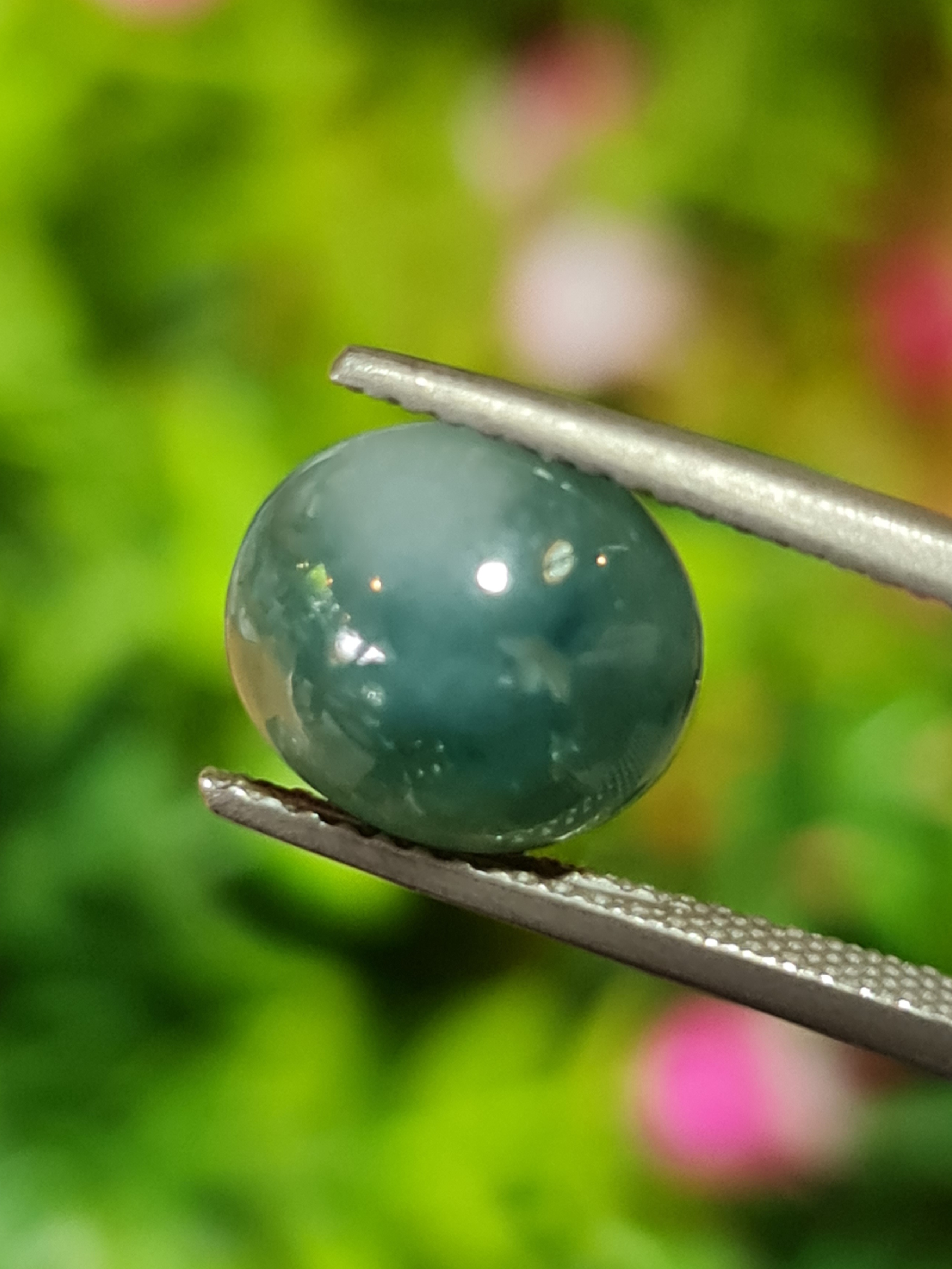 หยกพม่าเจียรนัย (Burmese jade ) 3.97 กะรัต หยกแท้ อัญมณีมงคลประจําวันเกิด เครื่องประดับหยก