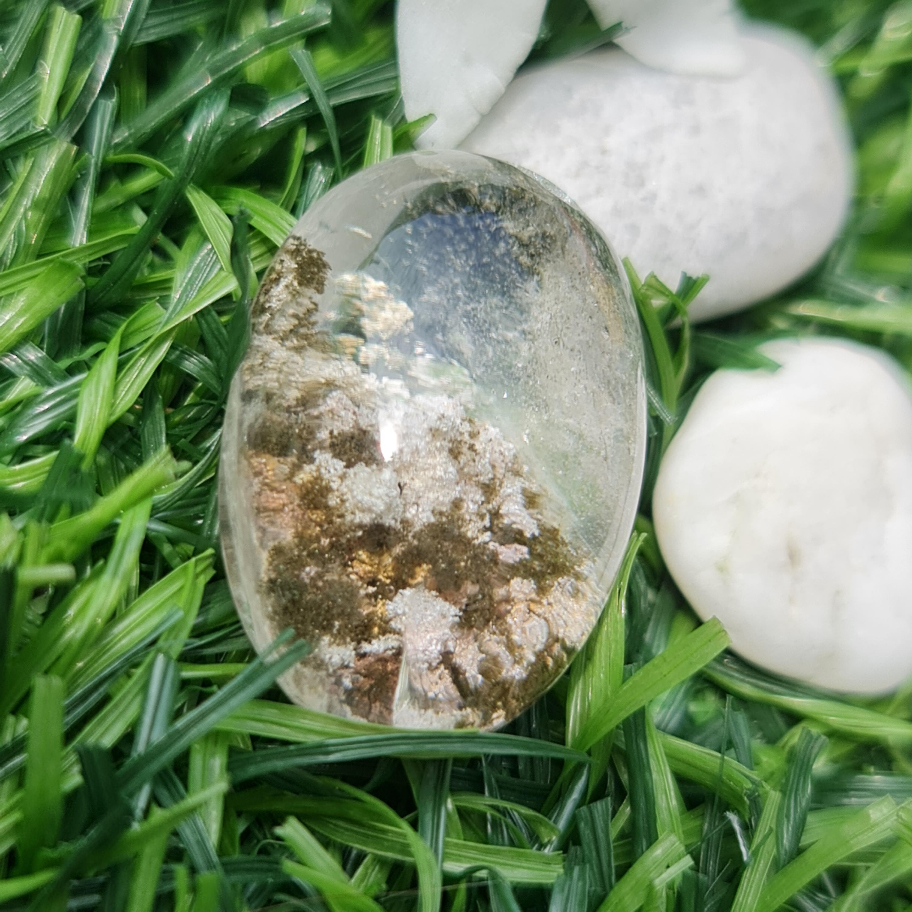 โป่งข่าม ควอตซ์ Rutilated Quartz 34.23 กะรัต Cts. พลอยแท้ อัญมณีมงคลประจําวันเกิด เครื่องประดับพลอย