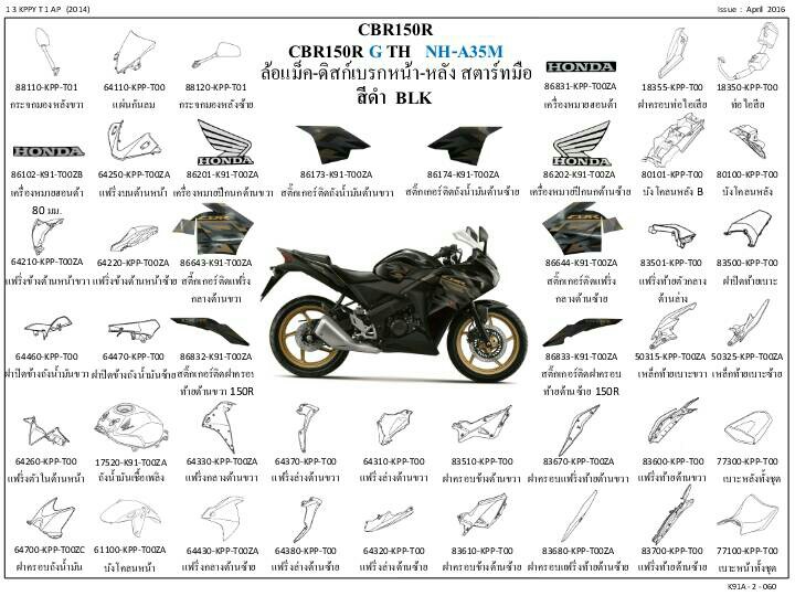 ชุดพลาสติกและเฟรมสี CBR150Rปี16