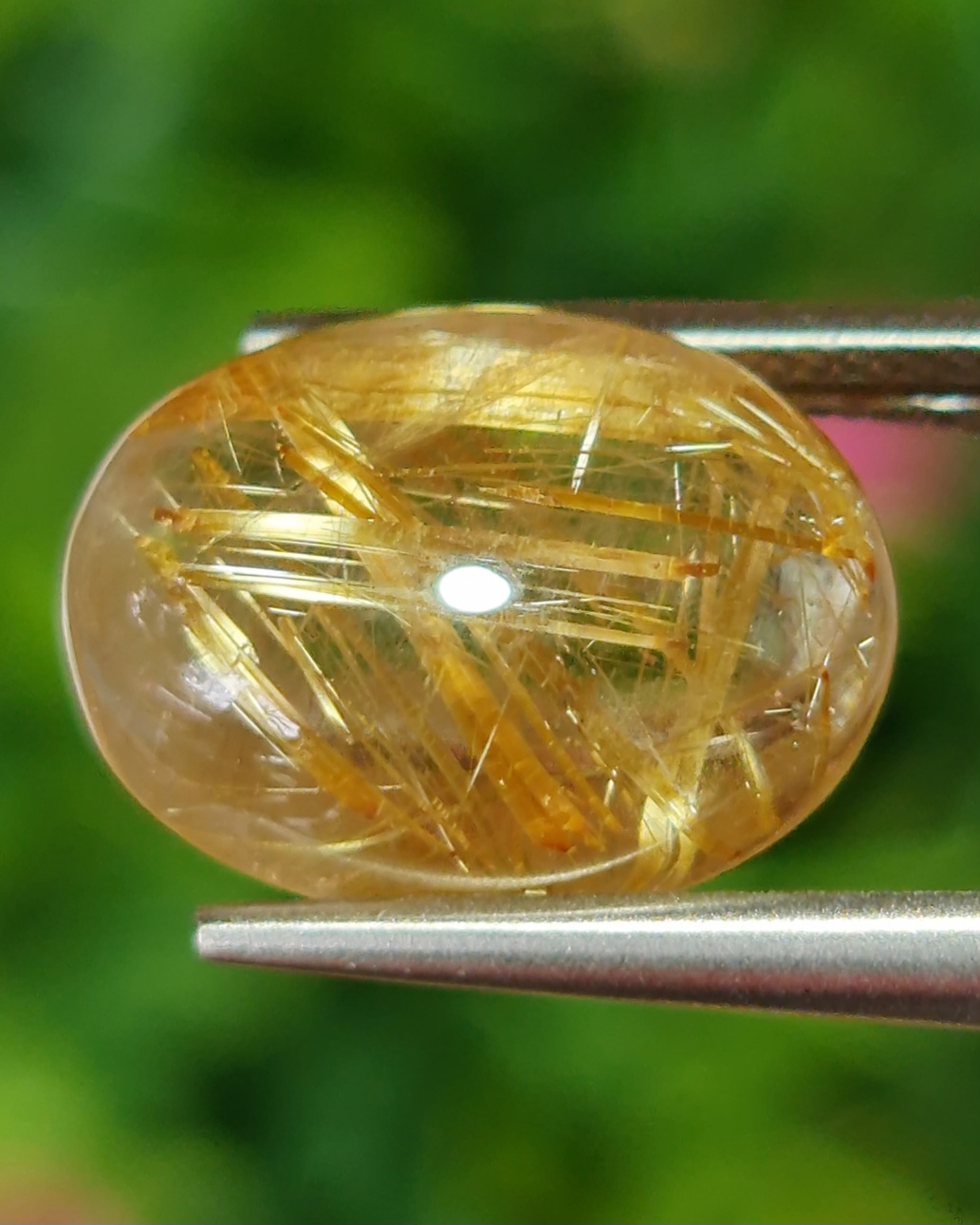 ไหมทอง ควอตซ์ Golden Rutilated Quartz 8.00 กะรัต Cts.พลอยแท้ อัญมณีมงคลประจําวันเกิด เครื่องประดับพลอย