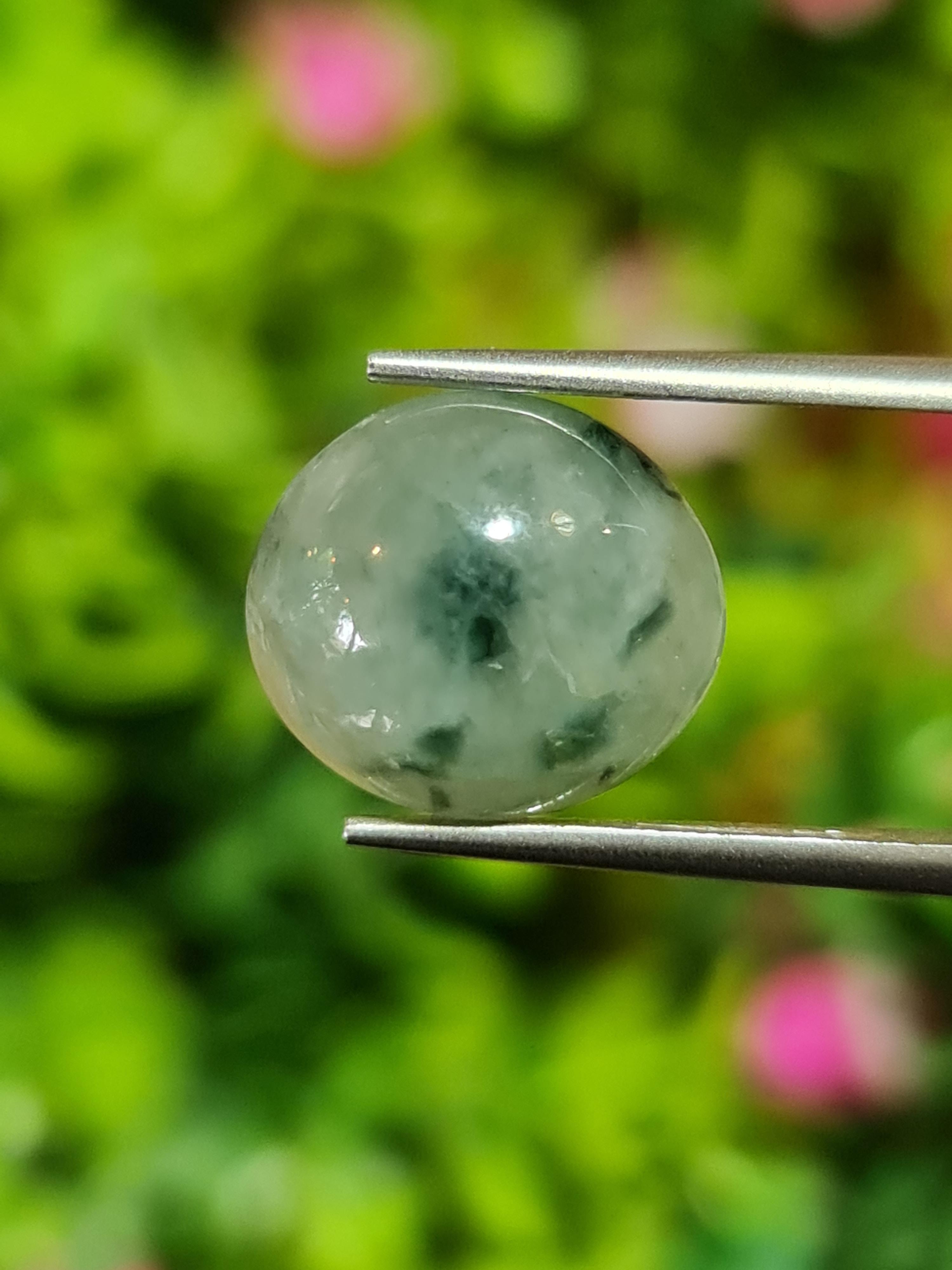 หยกพม่าเจียรนัย (Burmese jade ) 7.44 กะรัต หยกแท้ อัญมณีมงคลประจําวันเกิด เครื่องประดับหยก